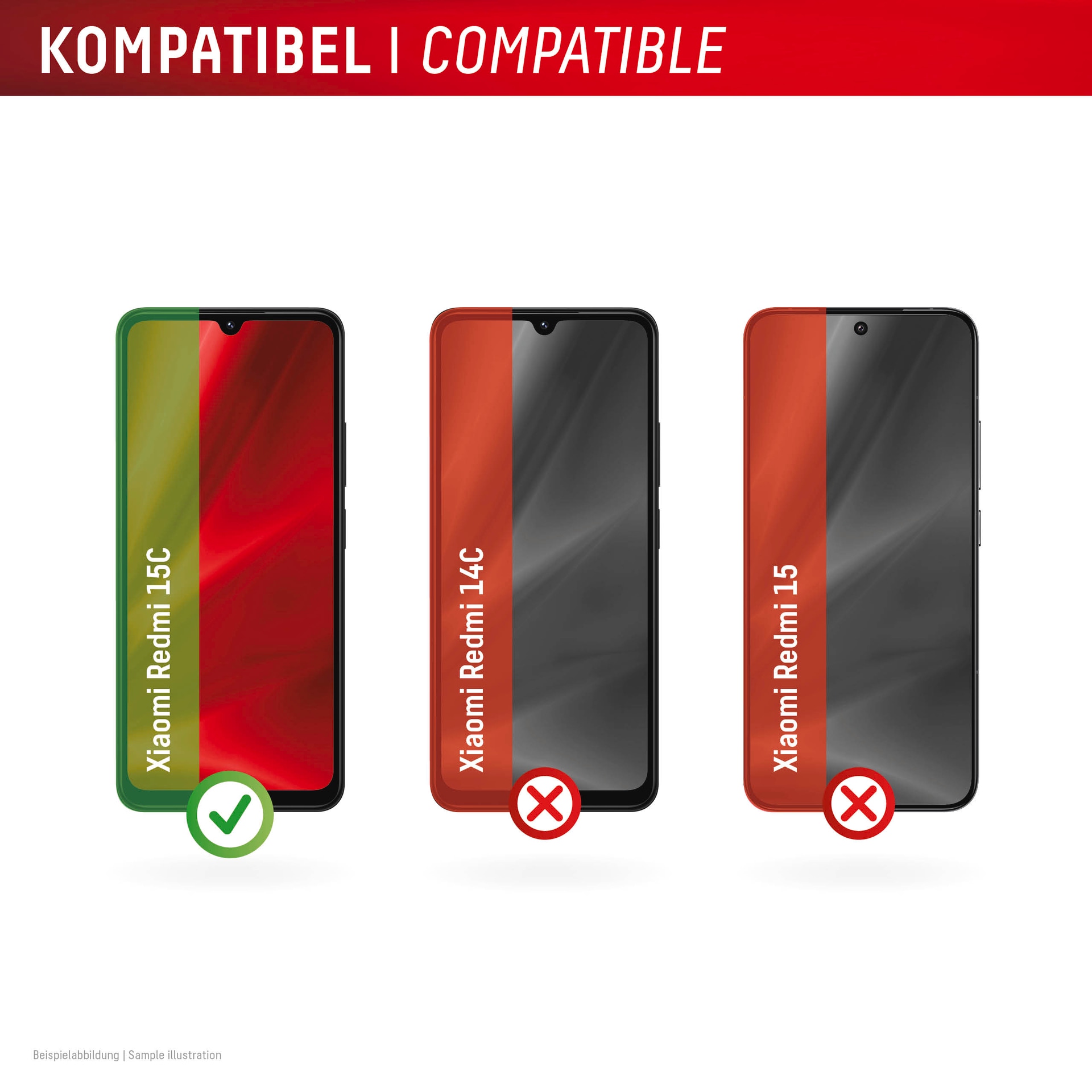 Displex Displayschutzglas »Smart Glass Screen Protector«, für Xiaomi Redmi 15C, Displayschutzfolie, Schutzfolie, Bildschirmschutz, kratz- & stoßfest