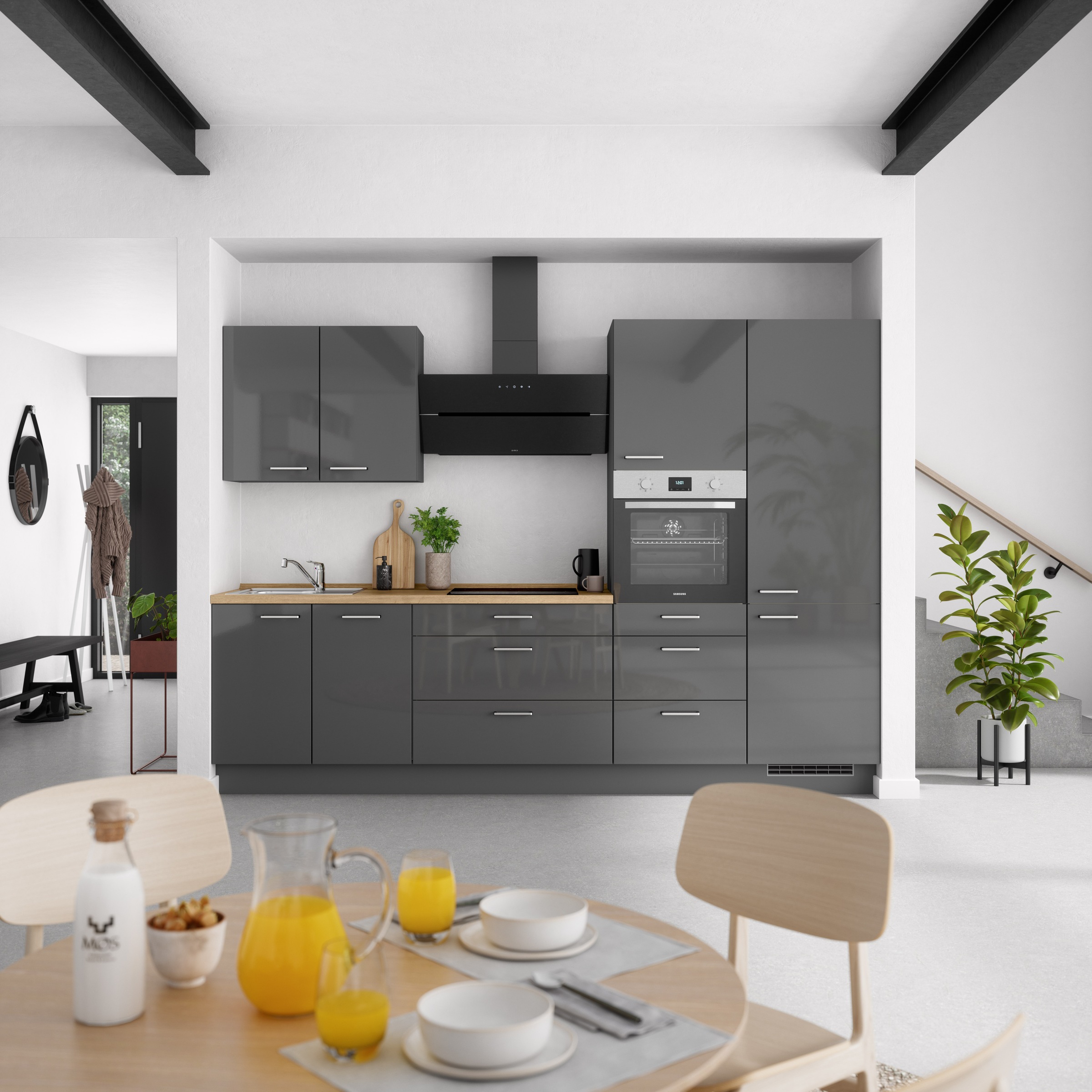 nobilia® Küchenzeile »"Flash II"«, vormontiert, Ausrichtung wählbar, Breite 300 cm, wahlw. mit E-Geräten
