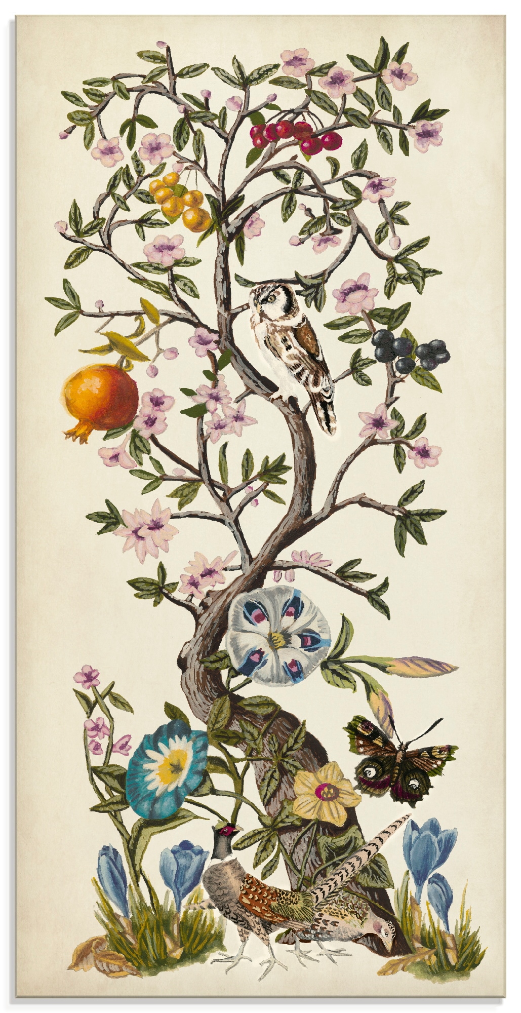 Glasbild »Chinoiserie Natur I«, Pflanzen, (1 St.), in verschiedenen Größen