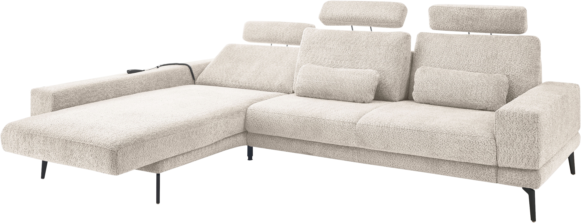 set one by Musterring Ecksofa »SO 3600, inkl motor. Sitztiefenverstellung, Kopfstützen, Nierenkissen«, Sitzhöhe 44 cm, Kaltschaum, Breite 293 x Tiefe 180 cm, Kama sand