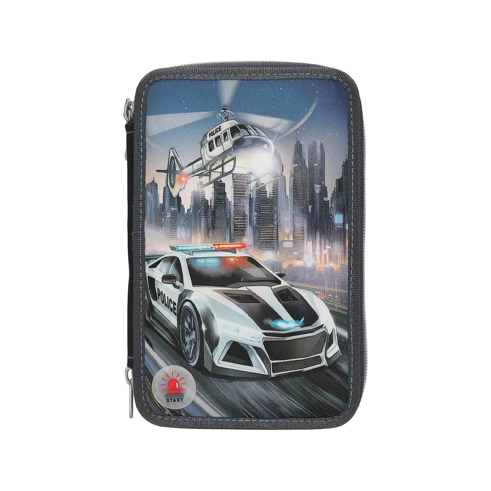 Depesche Buntstift "3-Fach Federtasche Led Monster Cars 7, 5 X 13 X 20 Cm Schwarz-bunt"