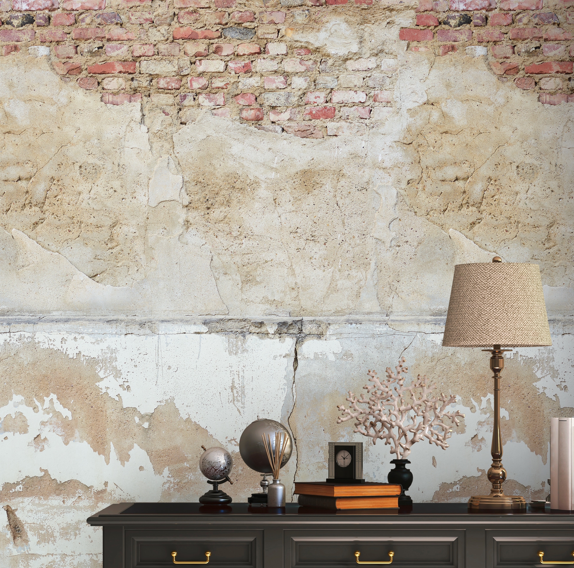 Living Walls Fototapete "Fototapete Steinoptik" Gemustert Matt Neutral Glatt Steinwand Betonwand Stein-Tapete Loft Industrial Tapeten Wohnzimmer