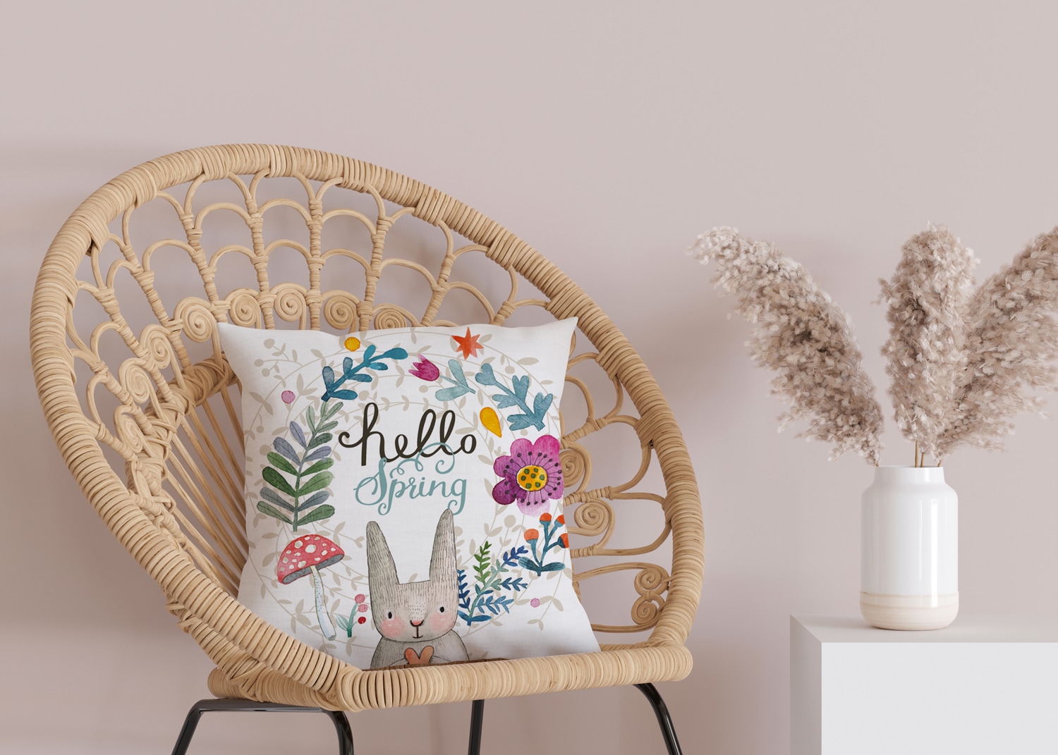 queence Dekokissen »Willow«, Kissenhülle,Hello Spring,Hase,Ostern,Frühlingsmotiv,Niedlich