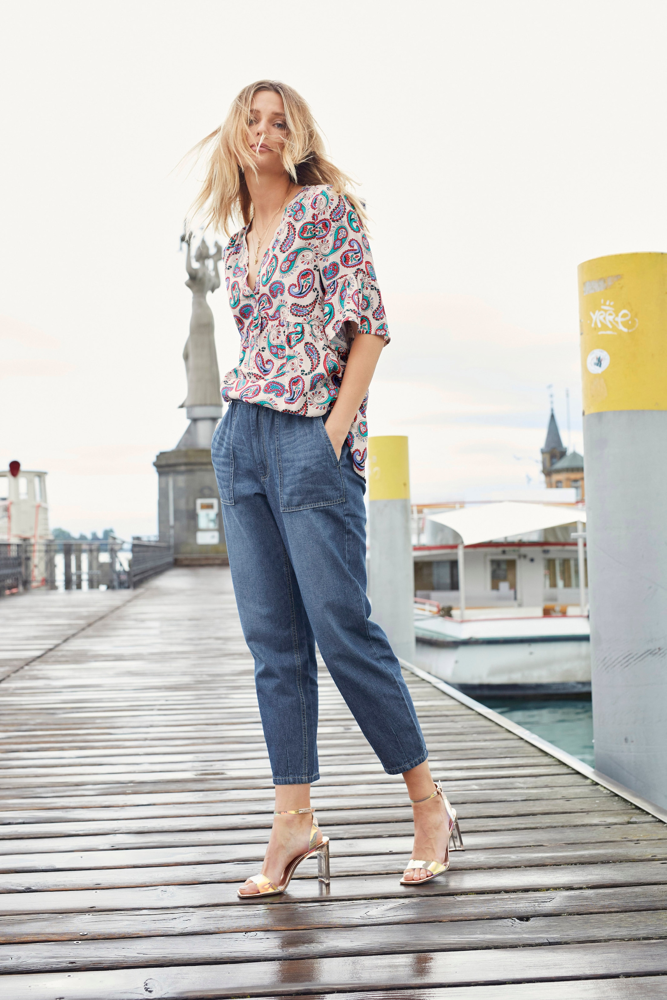 bequemen high Paperbag-Jeans Aniston Gummizugbund, mit CASUAL waist bestellen online BAUR | Loose-fit-Jeans,