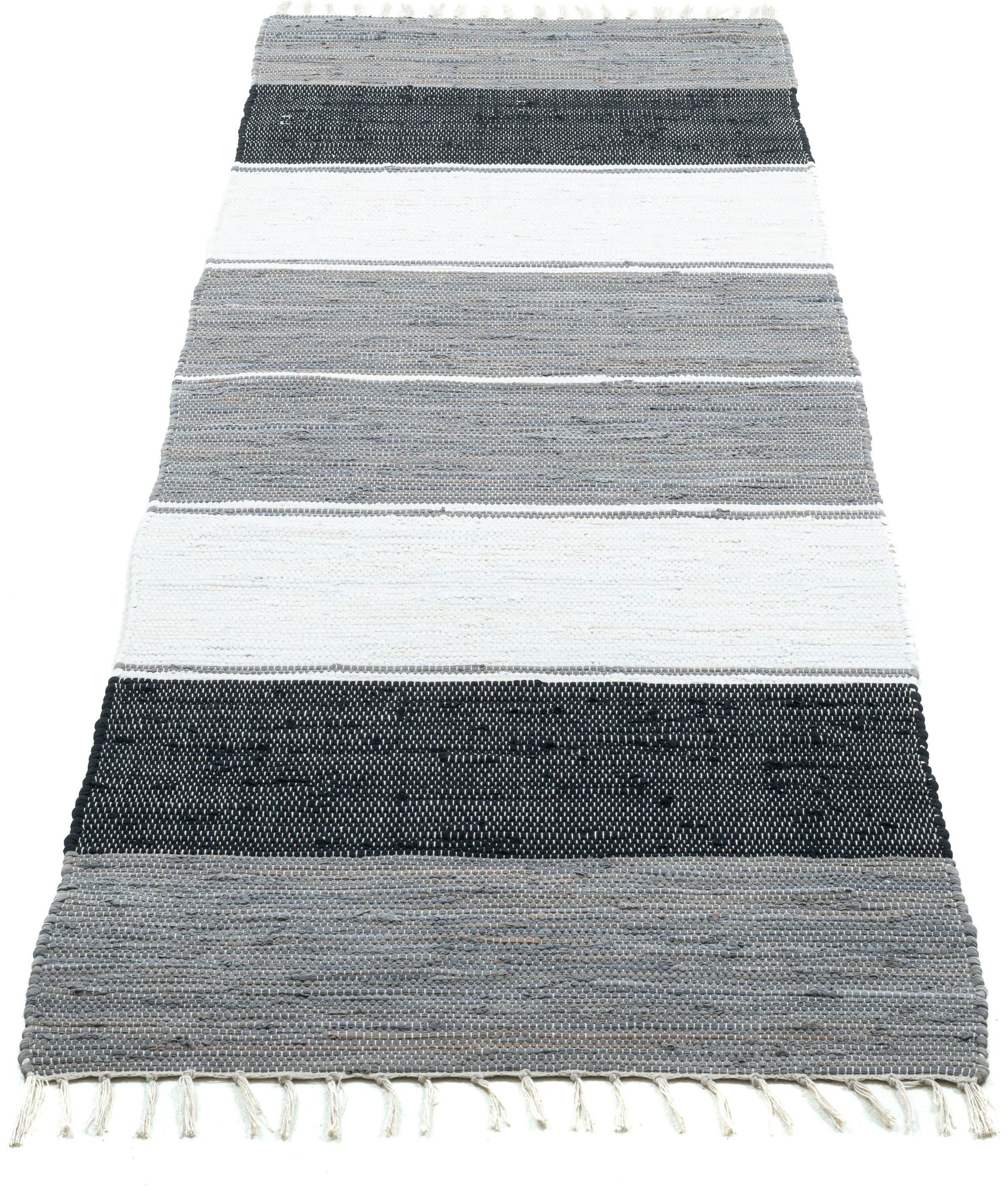 THEKO Läufer »Stripe Cotton«, | mit handgewebt, Handweb BAUR Baumwolle, reine rechteckig, Flachgewebe, Fransen