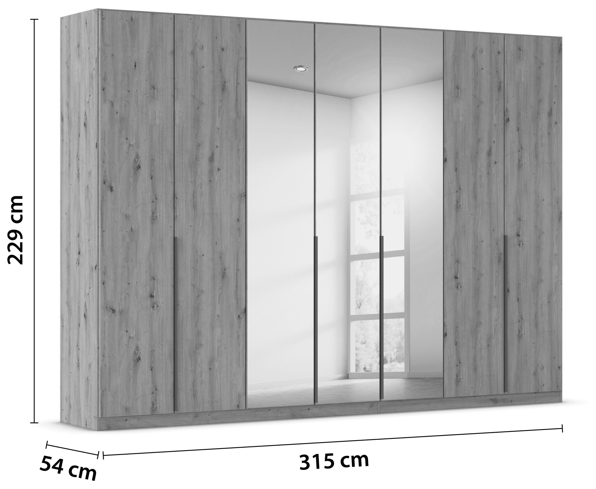 rauch Drehtürenschrank »Kleiderschrank Schrank Garderobe AGORDO mit Dekor- oder Hochglanzfront«, (in zwei Griff-Farben), durchdachte Innenausstattung, in 6 Breiten und 2 Höhen MADE IN GERMANY