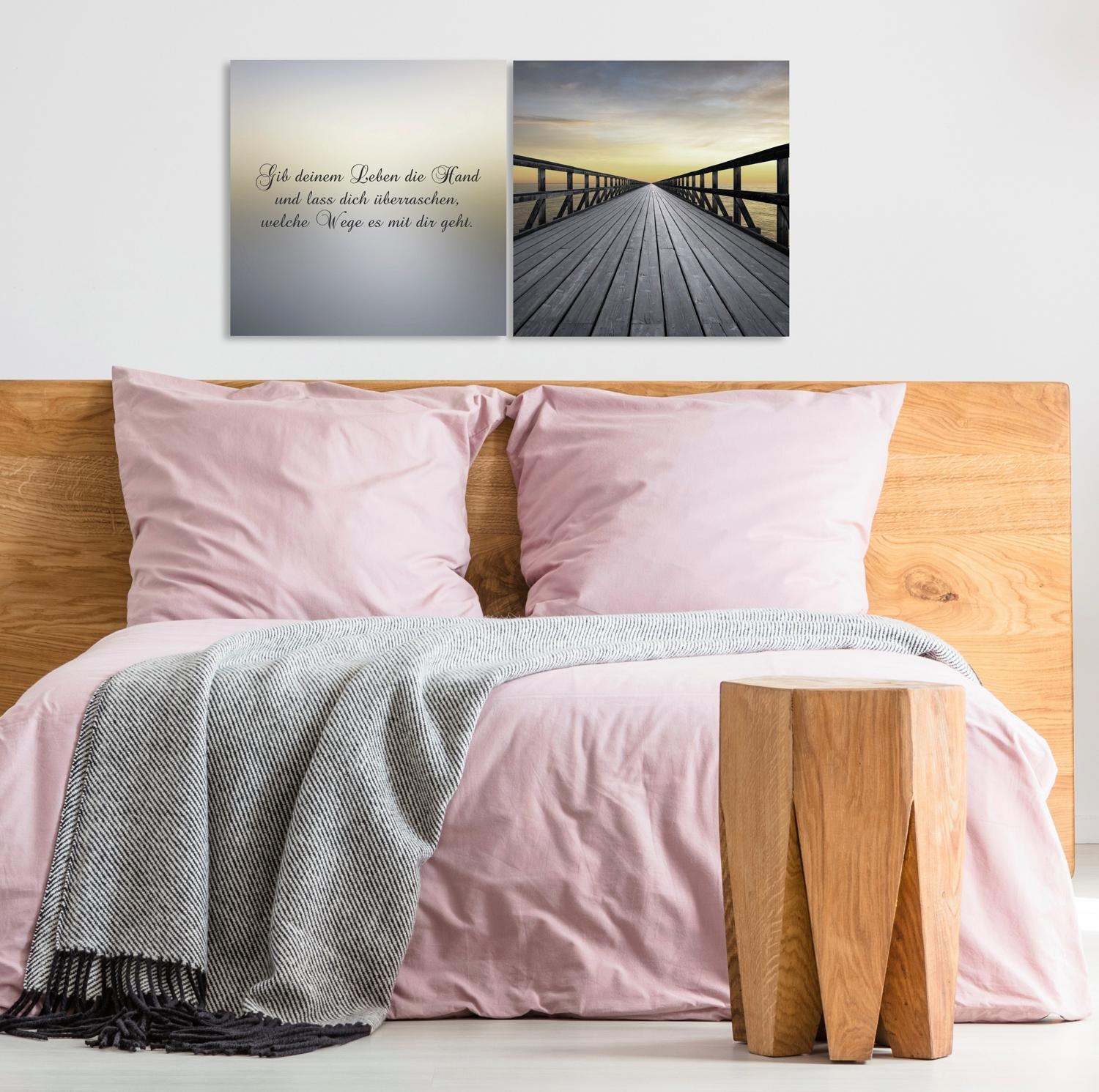 queence Leinwandbild "Weg in die Zukunft", Steg-Sonnenaufgang-Himmel-Kunst- günstig online kaufen