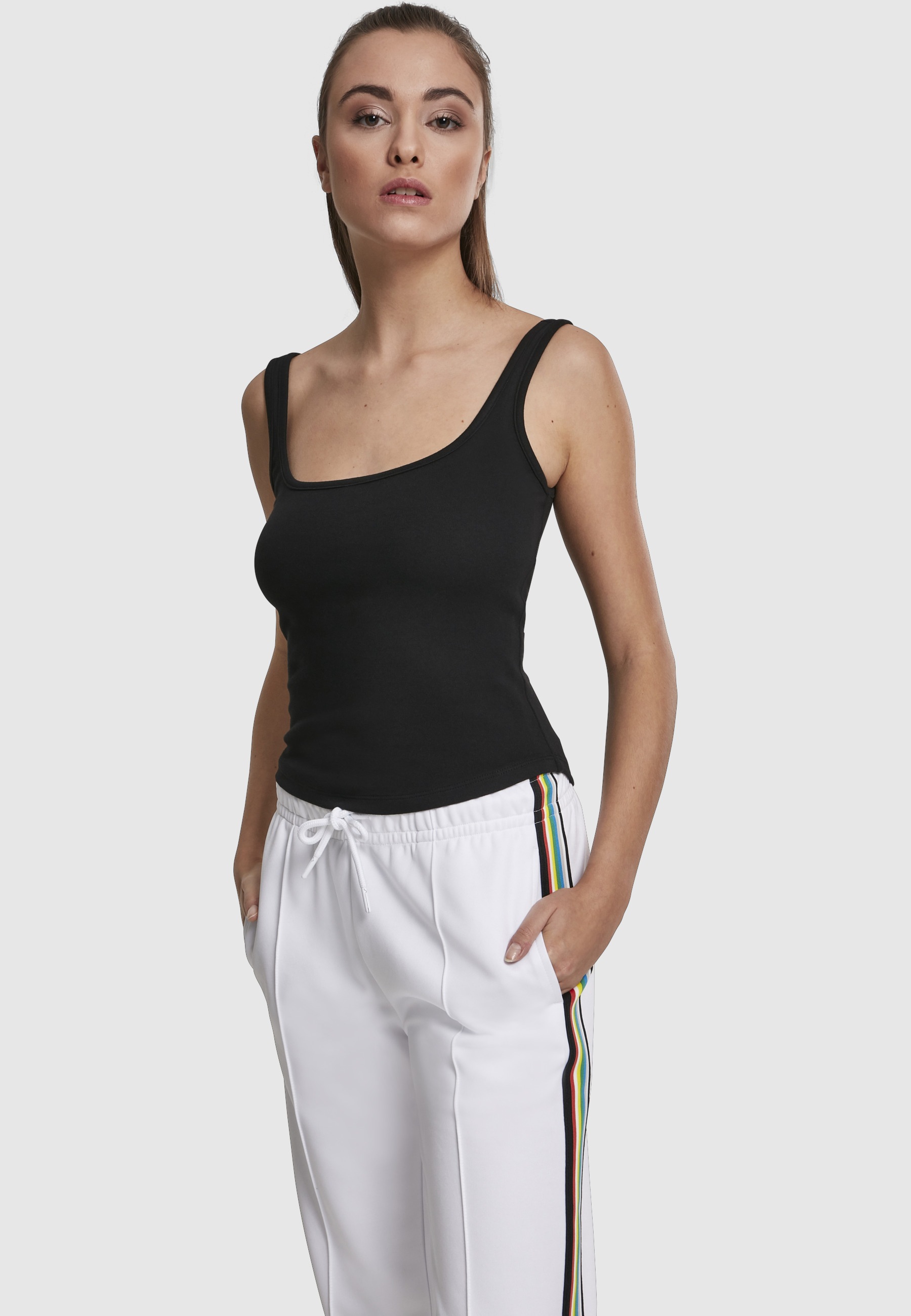 URBAN CLASSICS Tanktop »Urban Classics Damen Ladies Wide Neck Top« 1 Stk.