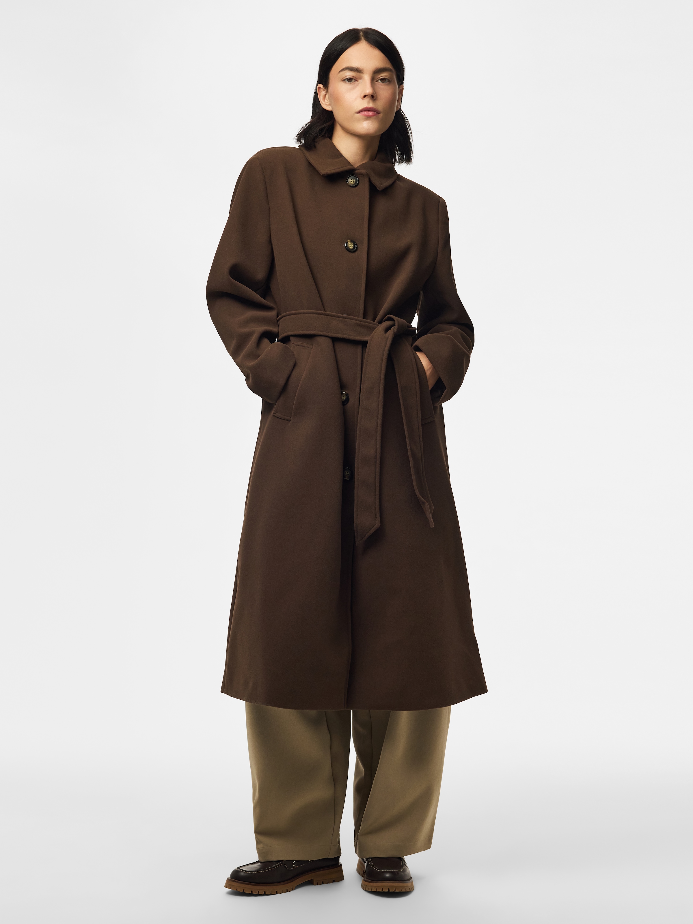 pieces Langmantel "PCAYA LONG COAT NOOS BC" Kunstfaser