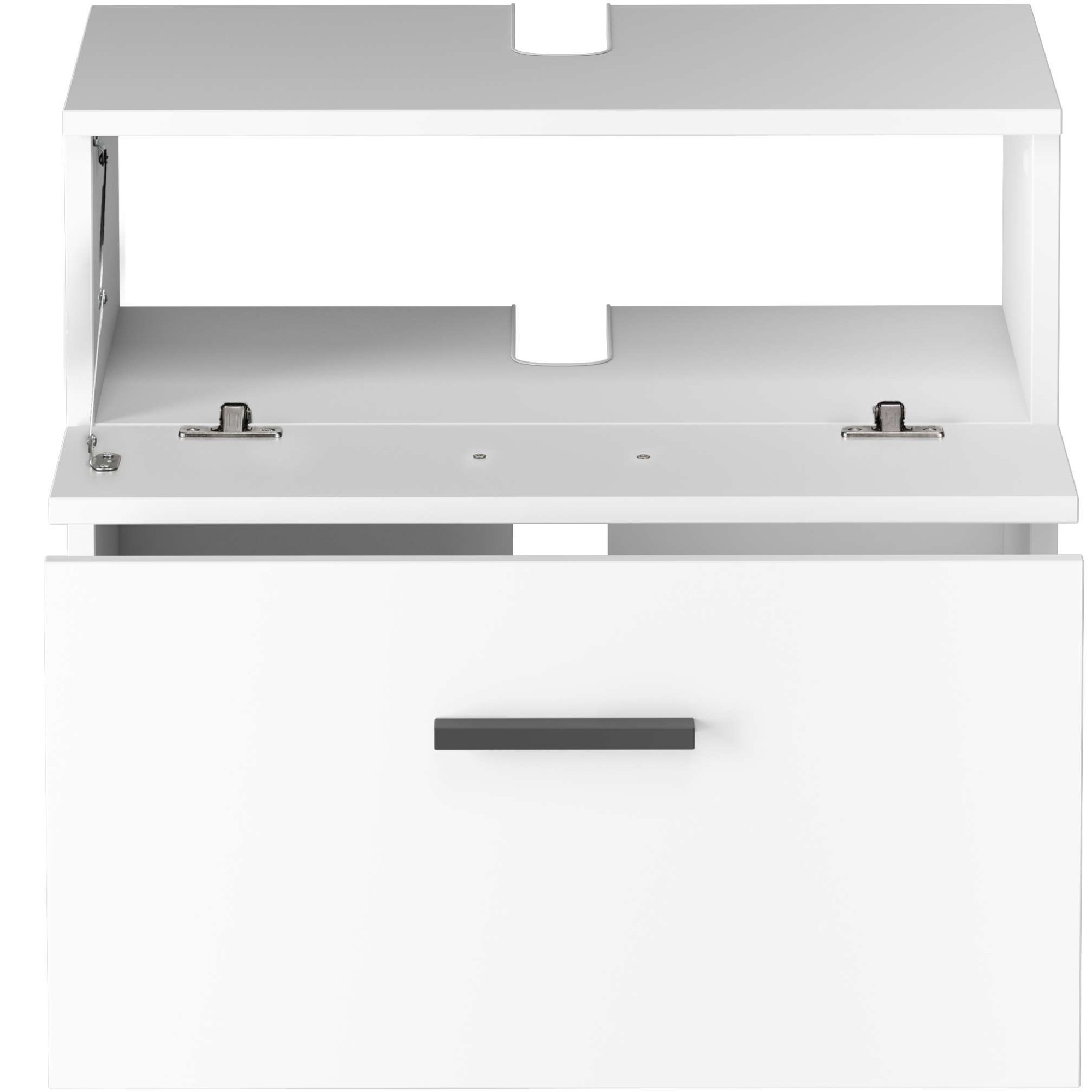 INOSIGN Waschbeckenunterschrank »Skara«, mit Klappe und Schubkasten, schwarze Griffe, Breite 60 cm, Höhe 55 cm