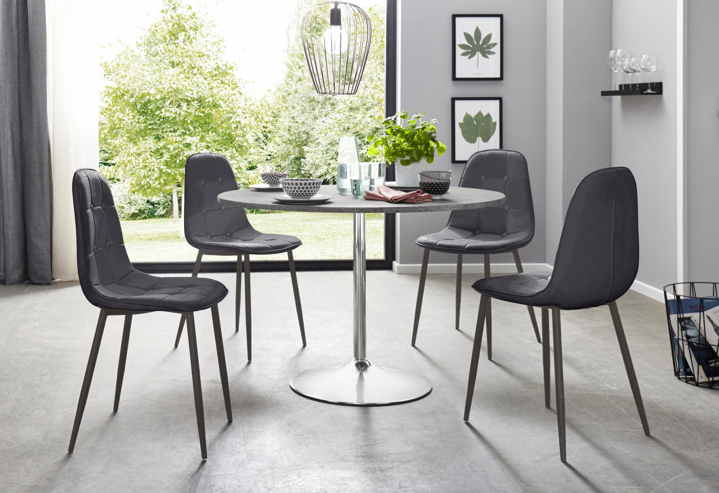 INOSIGN Essgruppe Set, 5 Stk. tlg. mit rundem Tisch im Zement-Optik günstig online kaufen