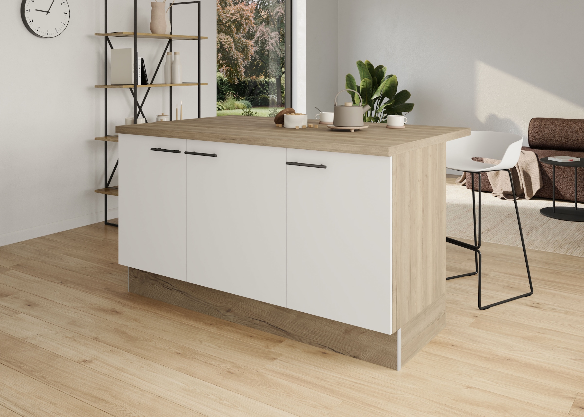 OPTIFIT Kücheninsel »Fiona« Breite 161 cm, Soft-Close, höhenverstellbare Füße, Metallgriffe