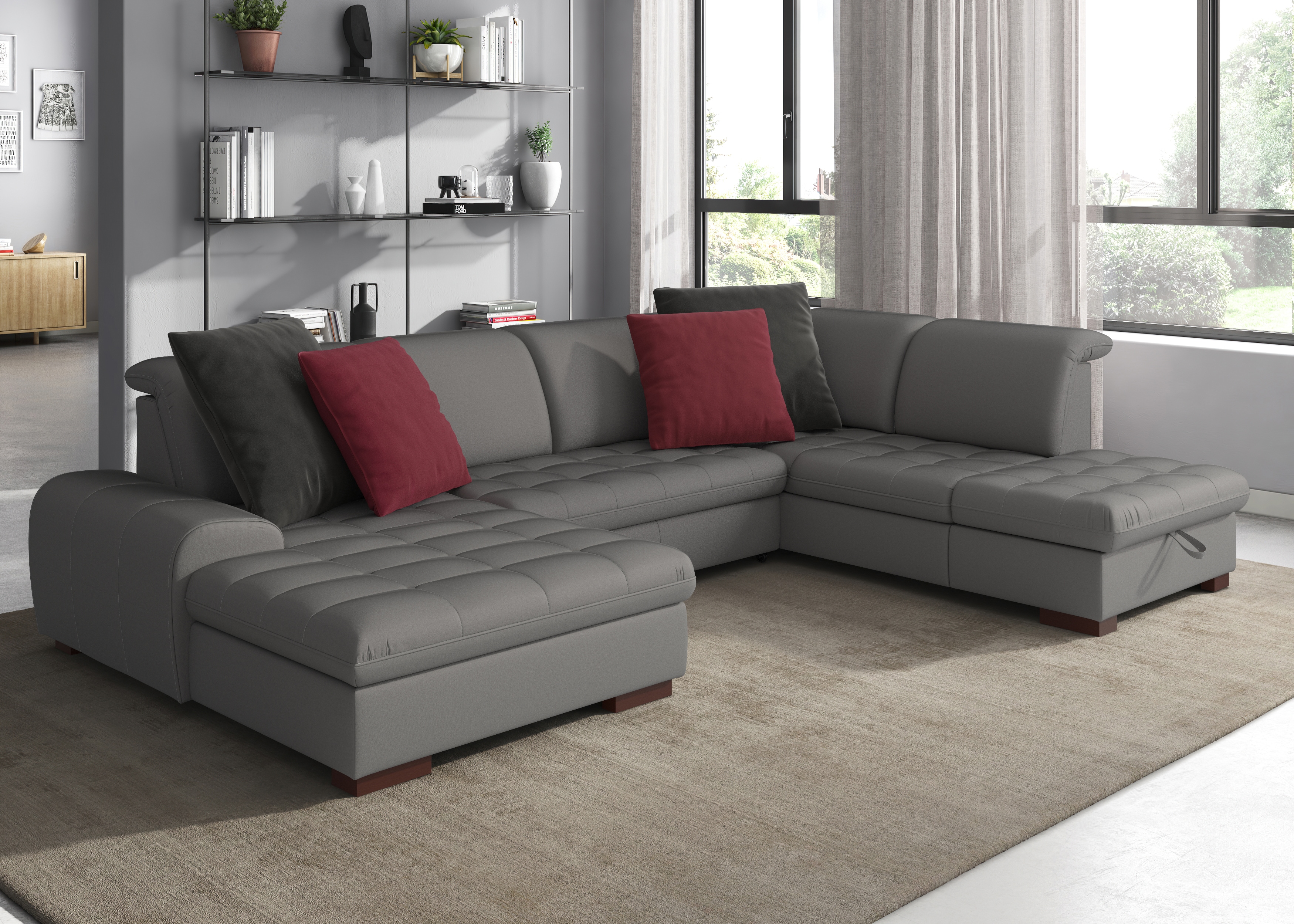 sit&more Wohnlandschaft "Luxor U-Form" wahlweise mit Schlaffunktion, Bettkasten und Kopfteilverstellung