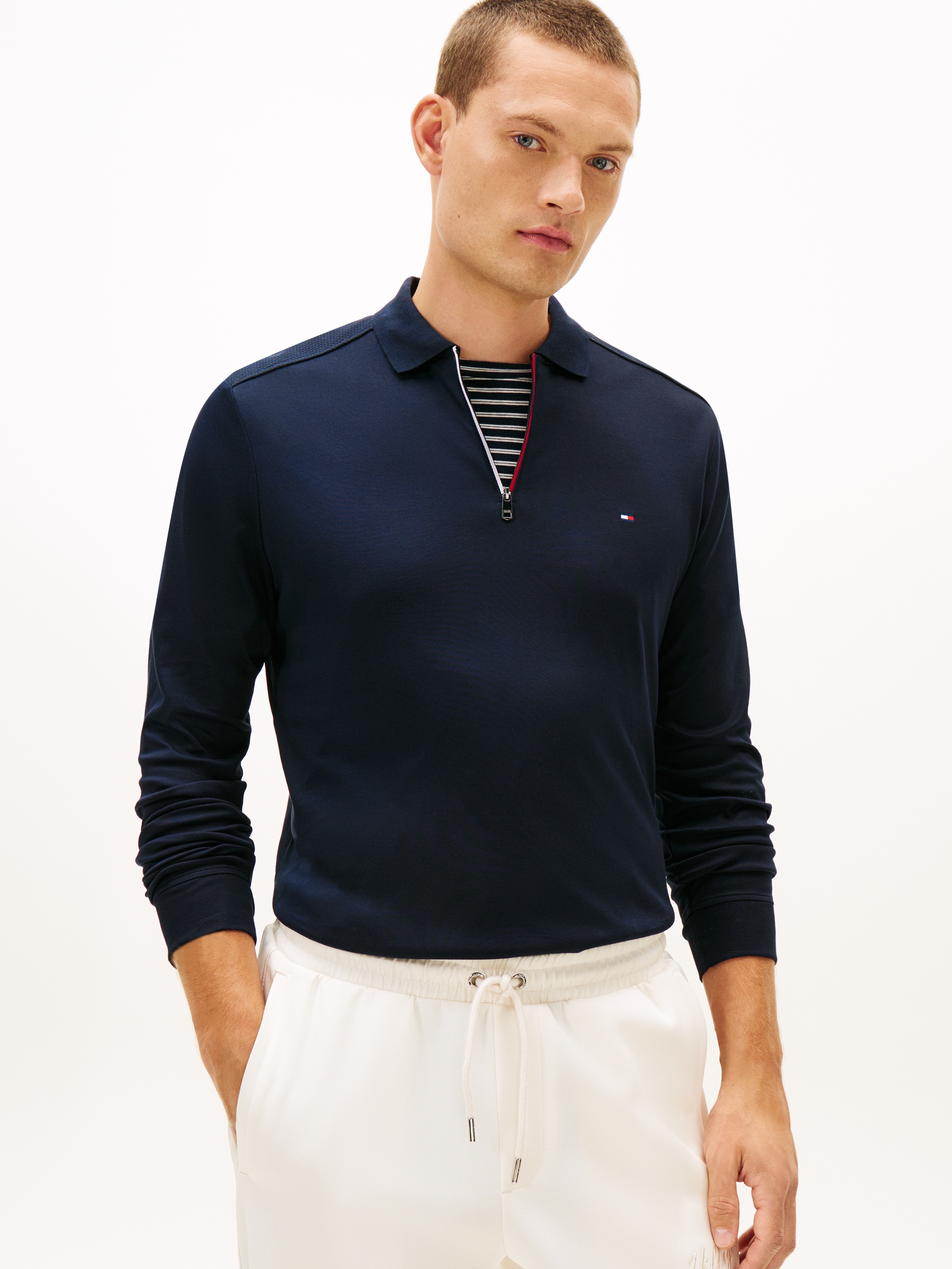 Tommy Hilfiger Langarm-Poloshirt "LIQUID RWB ZIP" Polokragen mit Reißversch günstig online kaufen
