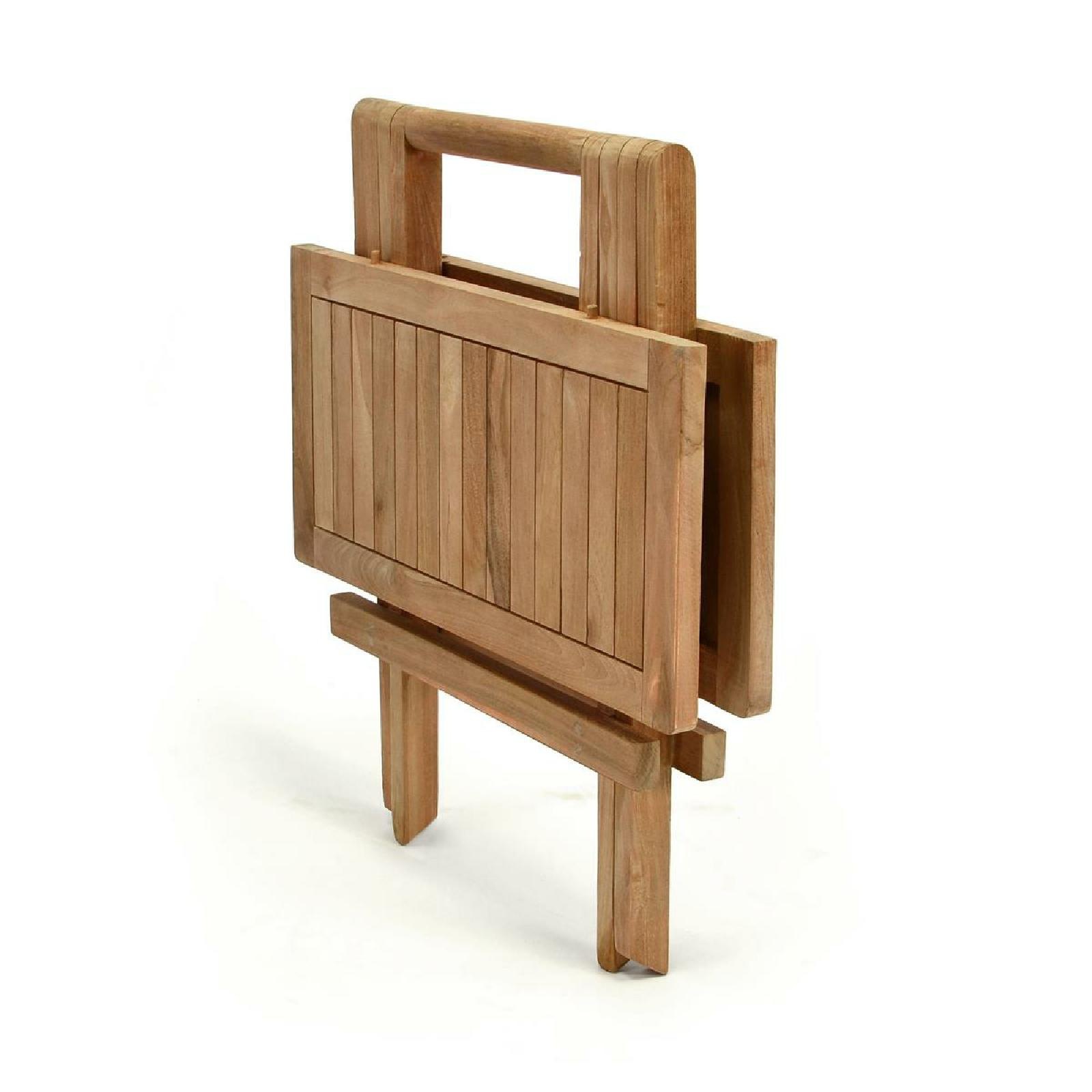 VCM Rectangular Folding Side Table Brown 3