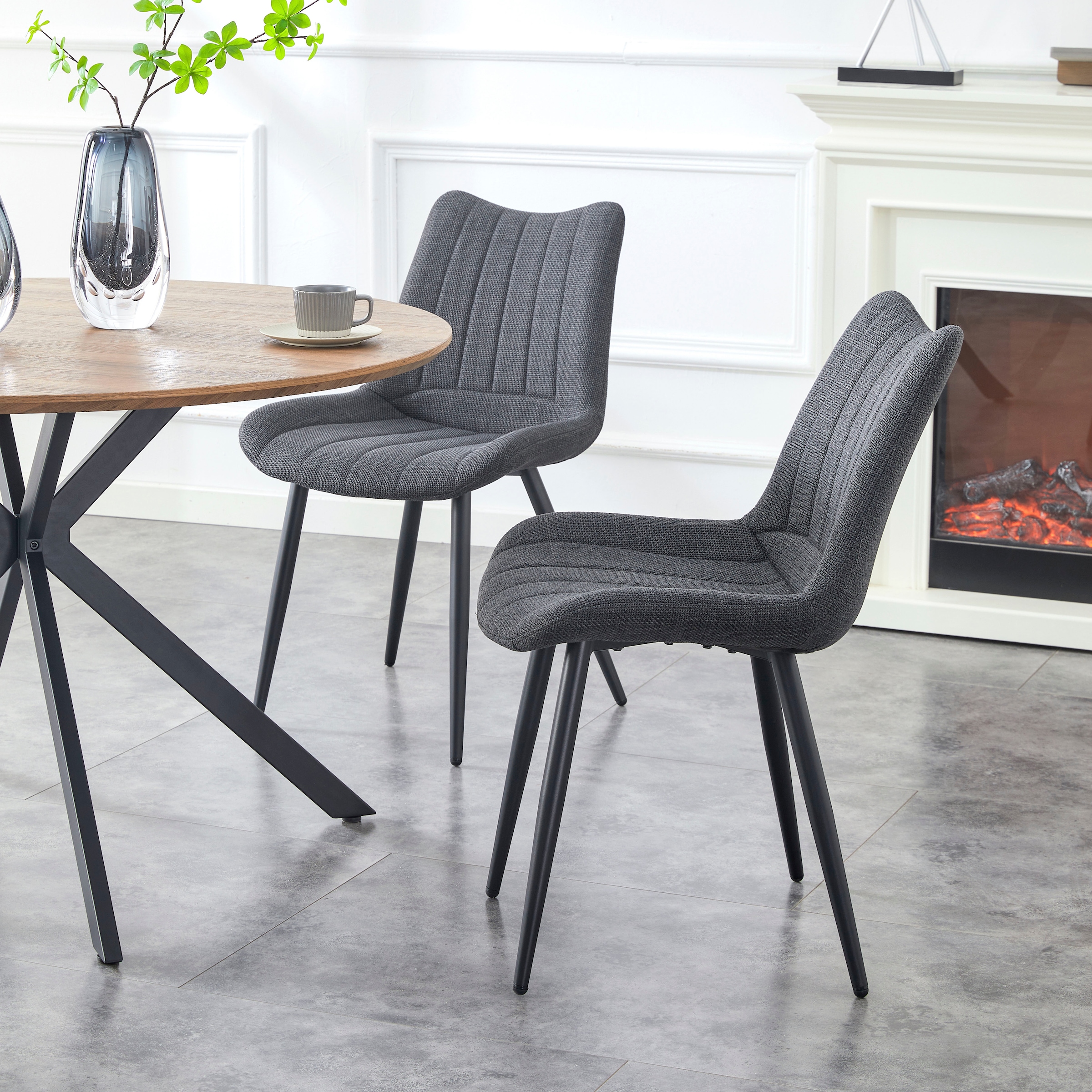 Home affaire Esszimmerstuhl »DAWSON, 2er Set, mit Metallgestell in matt schwarz« (Set) 2 Stk.in verschiedenen Farben, Belsatbarkeit pro Stuhl 120 kg, mit Griffloch