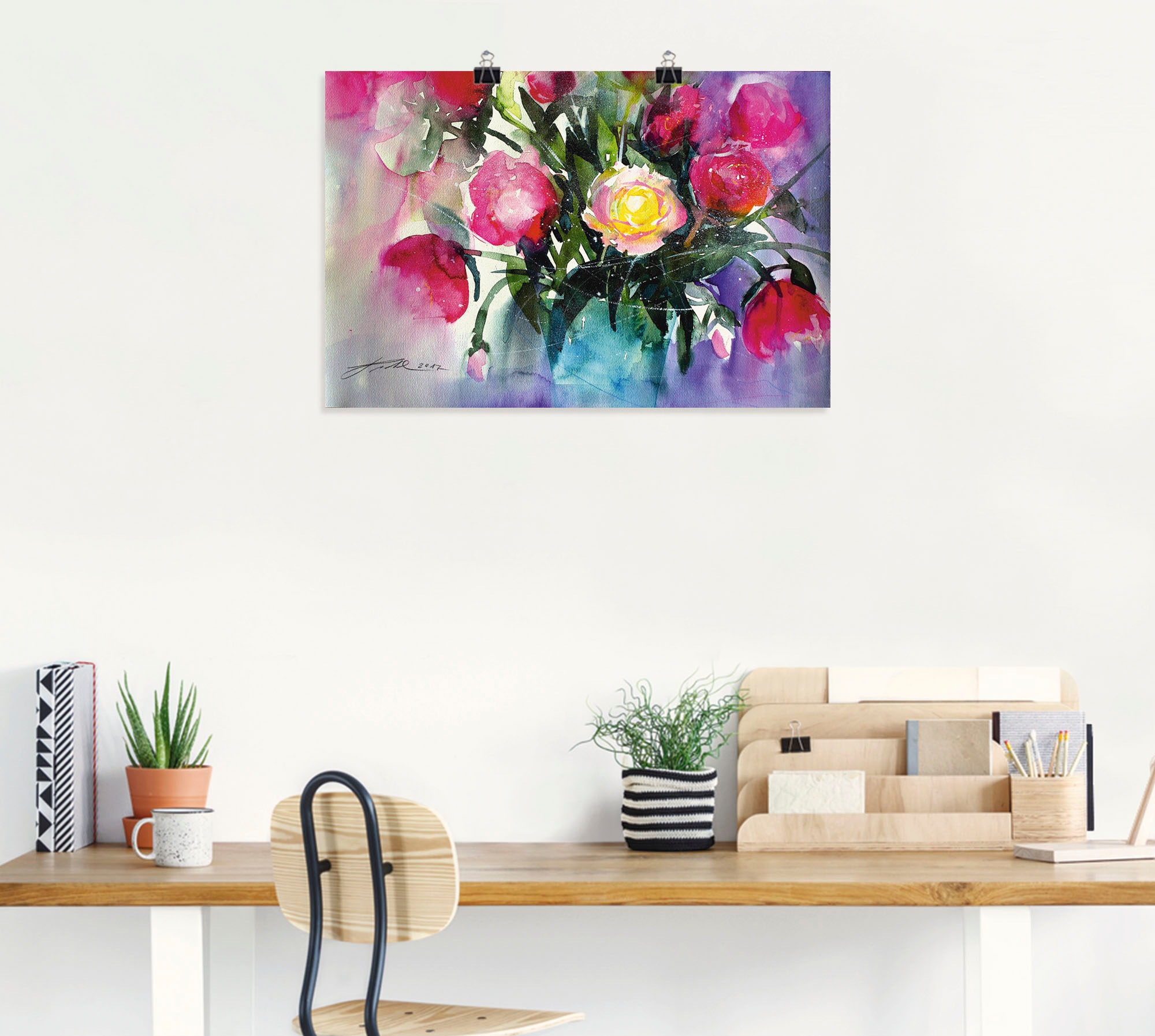 Artland Wandbild "Pfingstrosen in Vase" Arrangements 1 Stk. tlg. als Leinwa günstig online kaufen