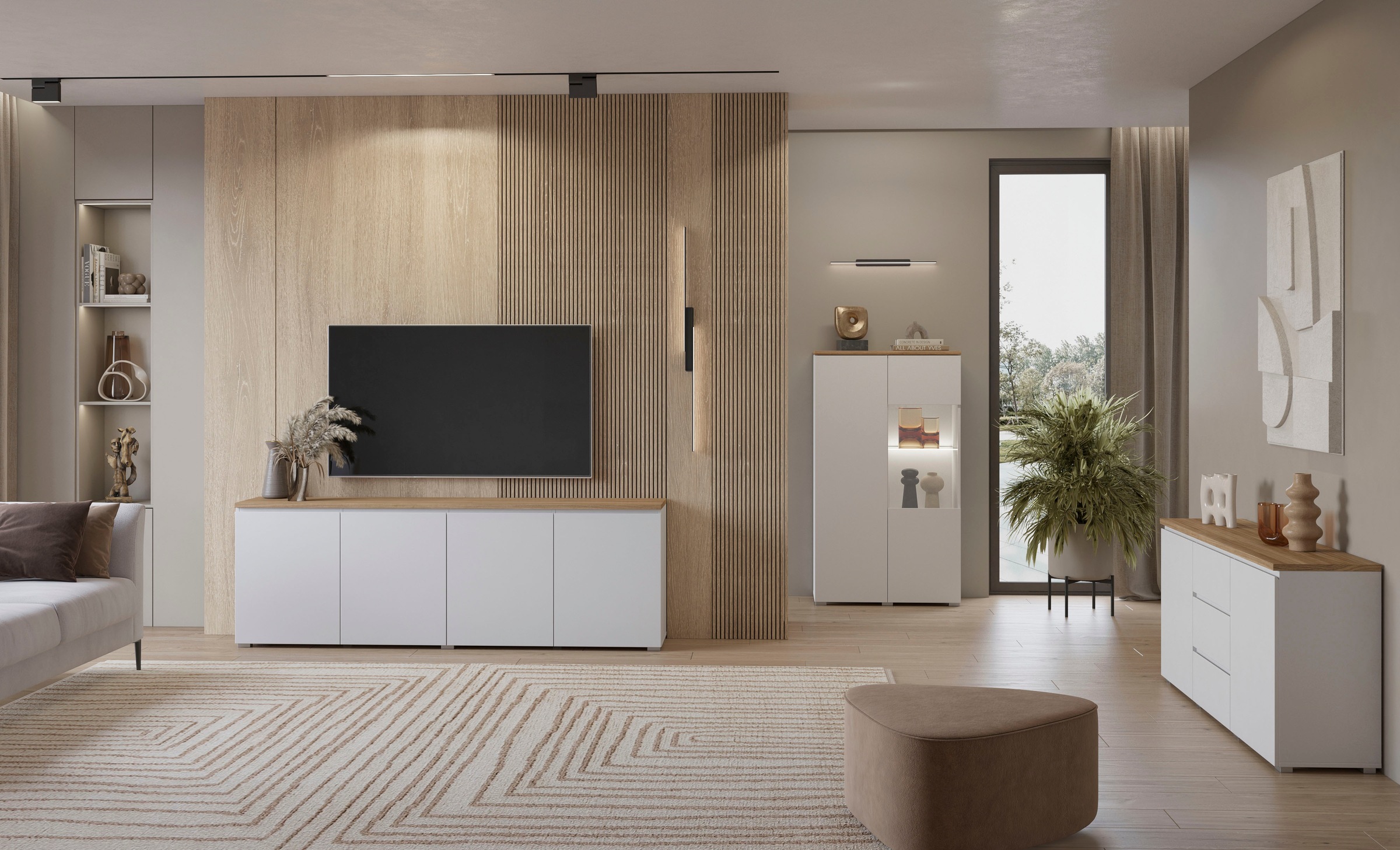 INOSIGN Vitrine »Modo, Breite 80 cm, moderner griffloser Vitrineschrank«, Vitrine mit viel Stauraum, Einlegeböden verstellbar, Glastür