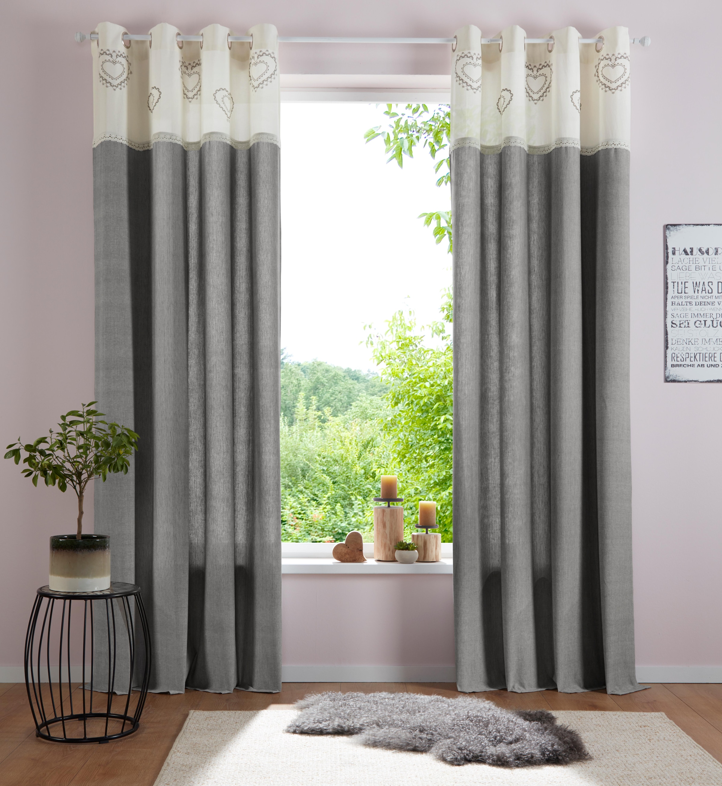 my home Gardine "Louis" Ösen 1 Stk. tlg. halbtransparent, aus Bio-Baumwolle günstig online kaufen