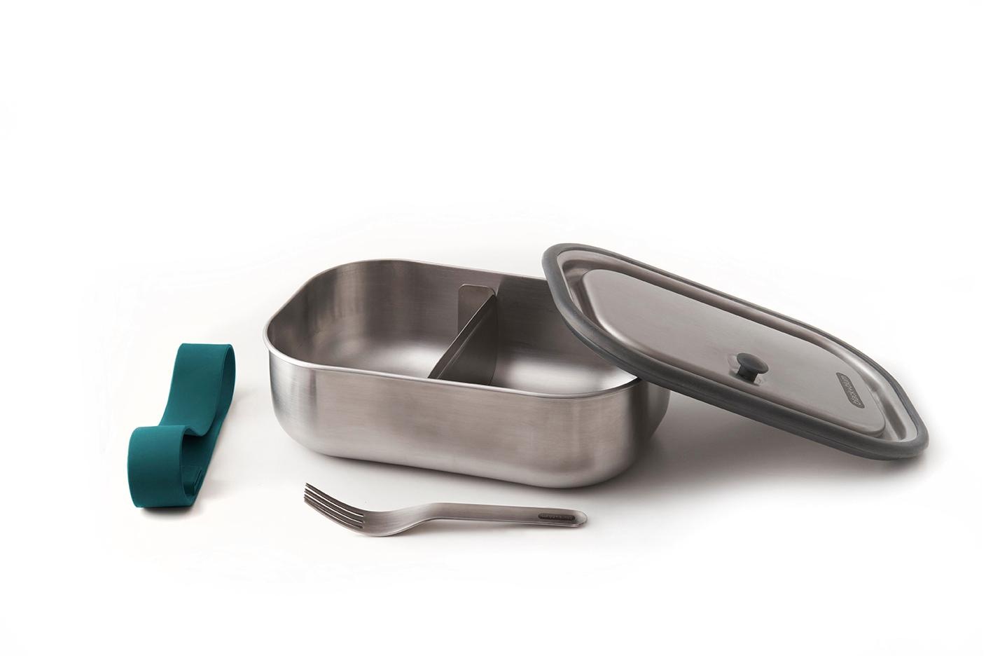 black+blum Lunchbox mit Silikon-Ventil, Gabel und Gurt, 1000 ml