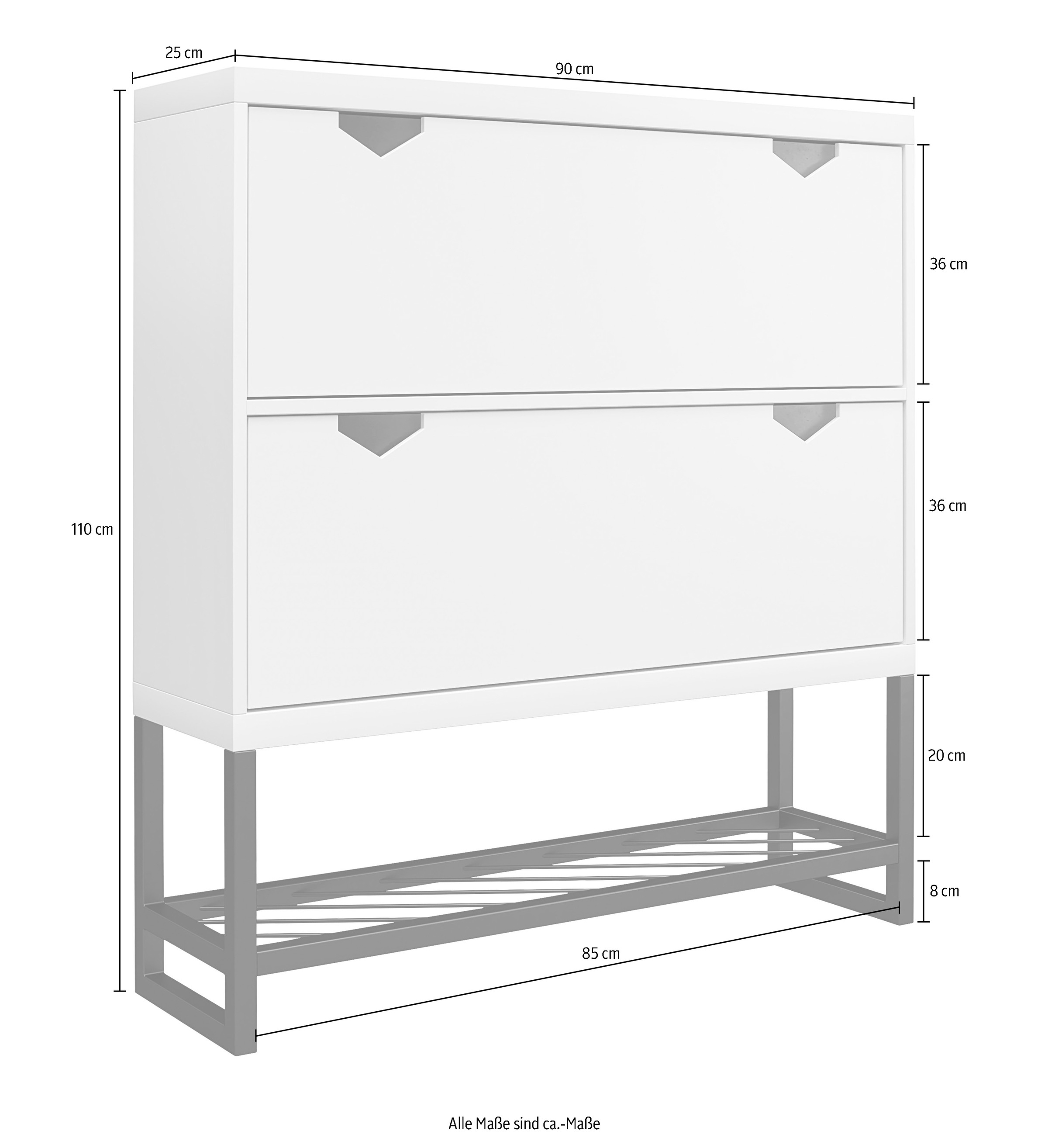 CosmoLiving by Cosmopolitan Schuhschrank »Brielle«, (1 St.), mit 2 Klappen, 4-5 Paar Schuhe pro Klappe, Breite 90 cm, Höhe 110 cm