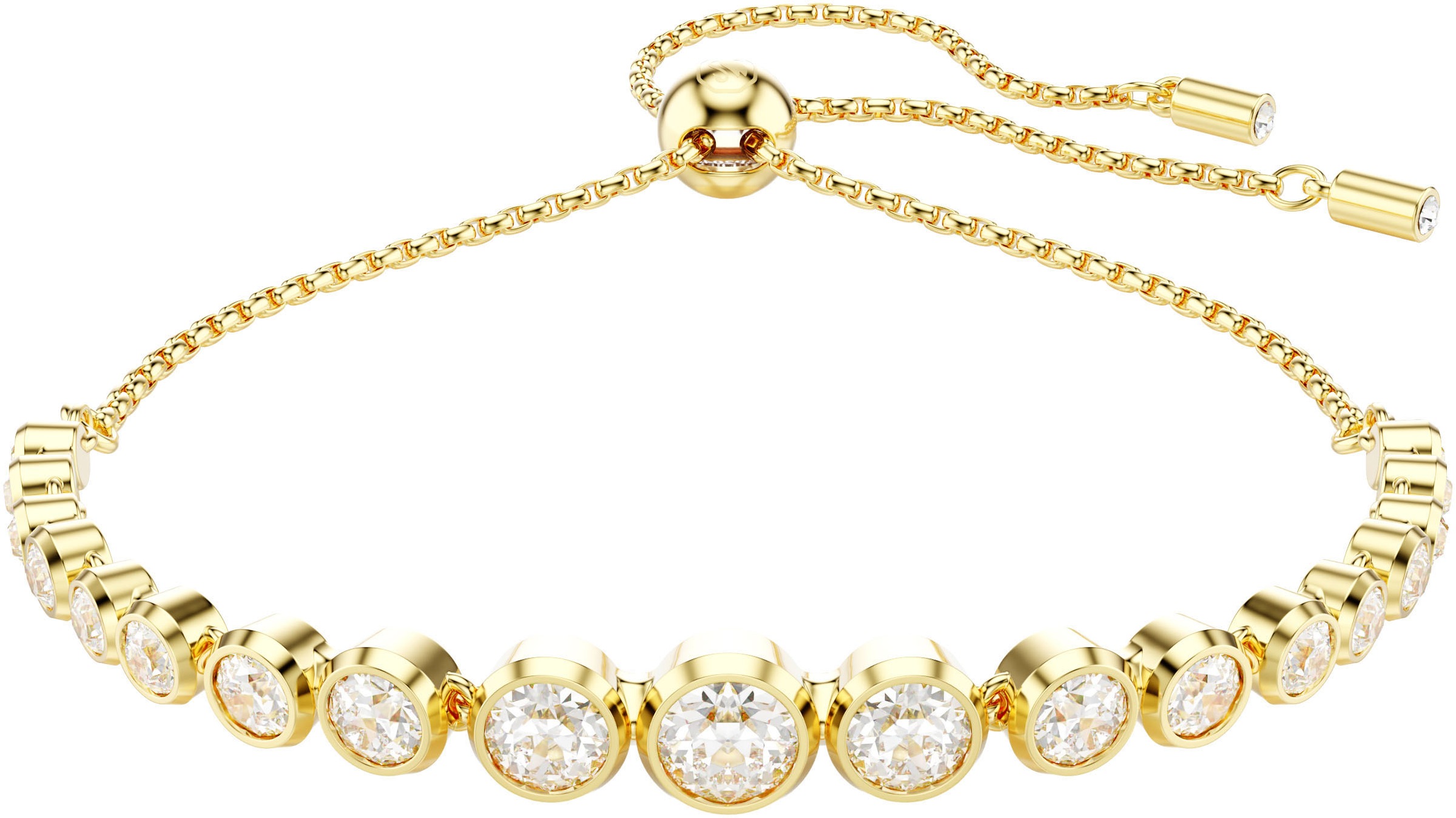 Armband SWAROVSKI "Schmuck Geschenk Imber Tennis Armkette", gelb (gelbgoldfarben, goldfarben, goldfarben), Armbänder, Damen, Metall, Armband, mit Swarovski Kristall 2
