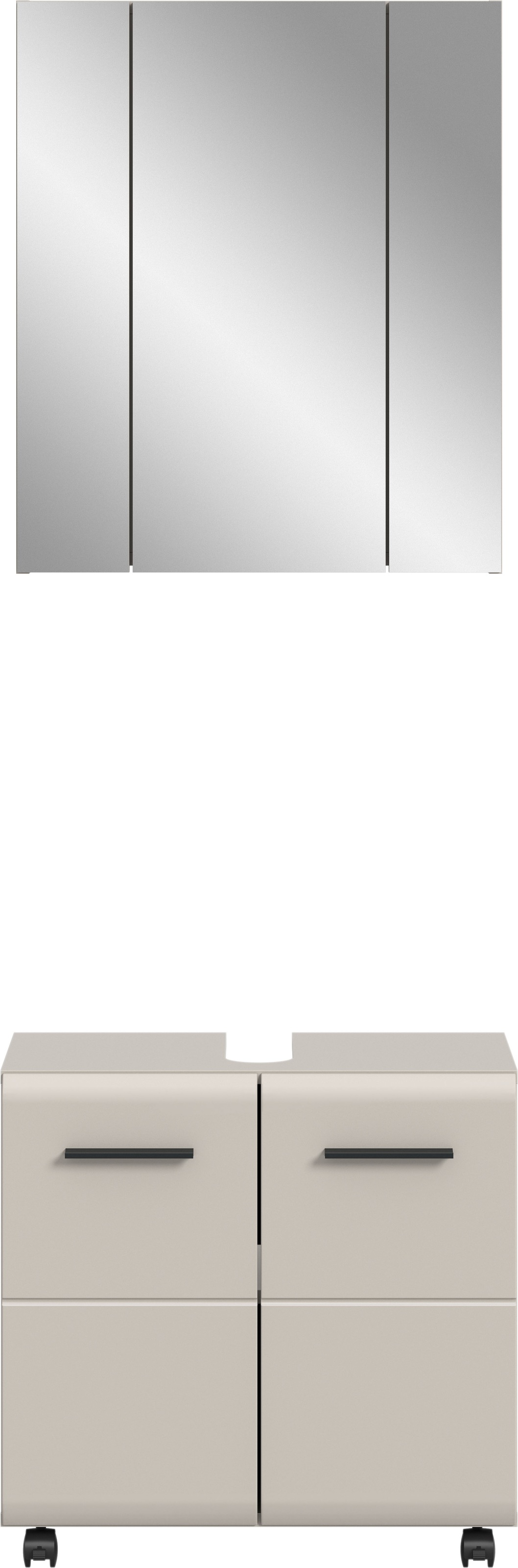 INOSIGN Badmöbel-Set »FLORENZ, 2-tlg. Bad-Kombination, hochwertige MDF-Front« best. aus: 1 Spiegelschrank, 1 Waschbeckenunterschrank, 3 Stk. tlg.