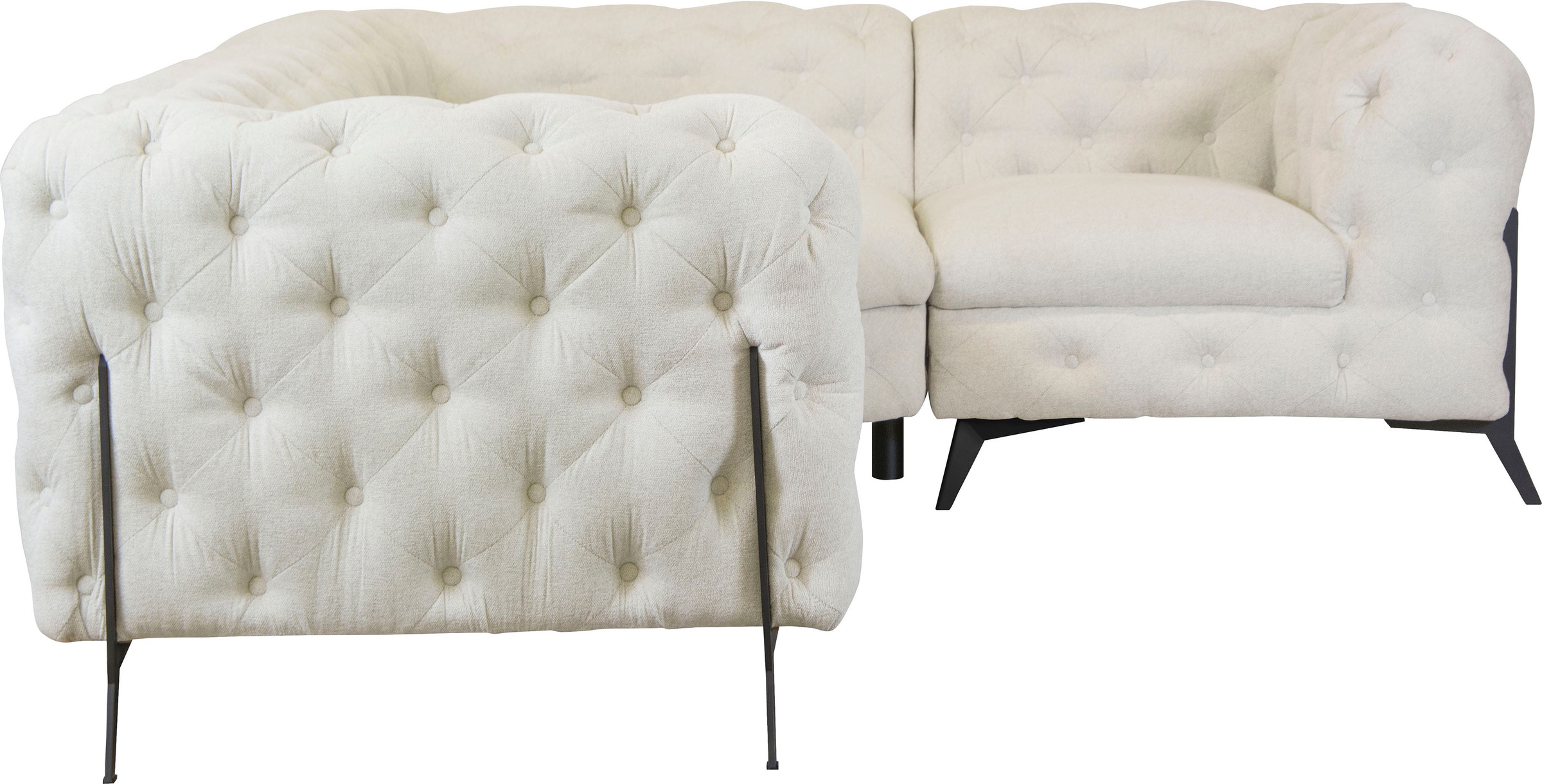 Leonique Chesterfield-Sofa »Amaury L-Form«, moderne Chersterfield-Optik, Breite 262 cm, Fußfarbe wählbar