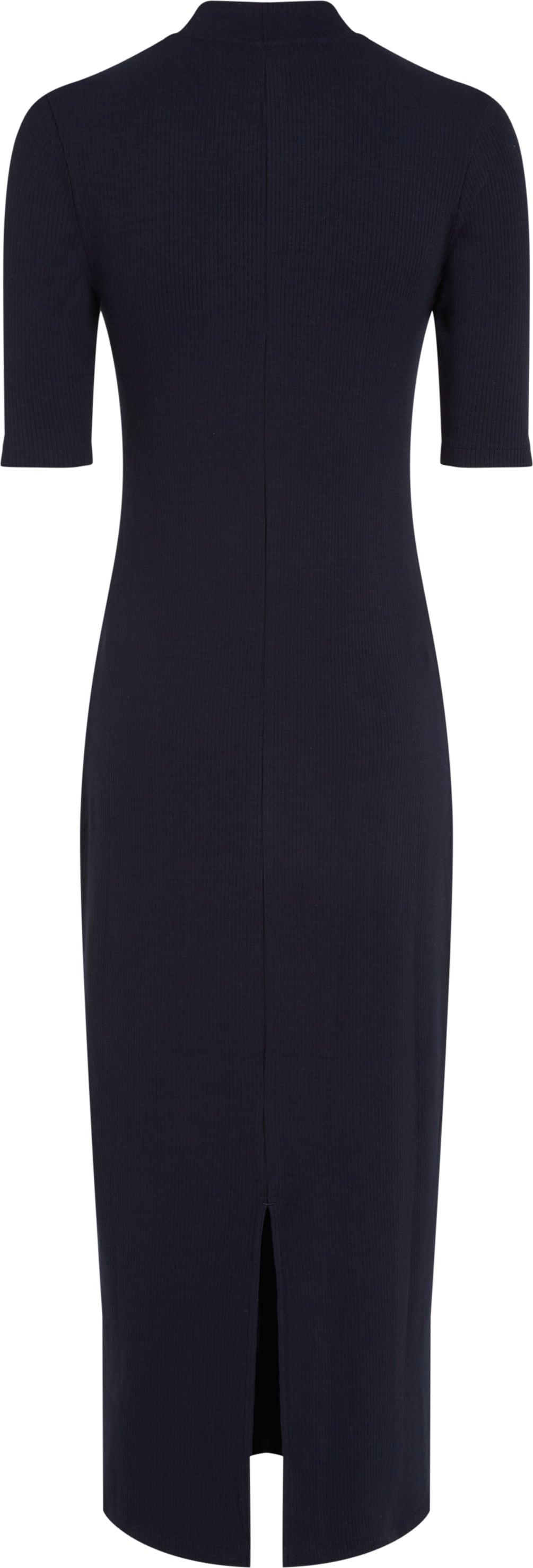 Tommy Hilfiger Midikleid »SLIM 5X2 RIB MIDI DRESS 1/2«, mit gerippter Struktur, Logostickerei