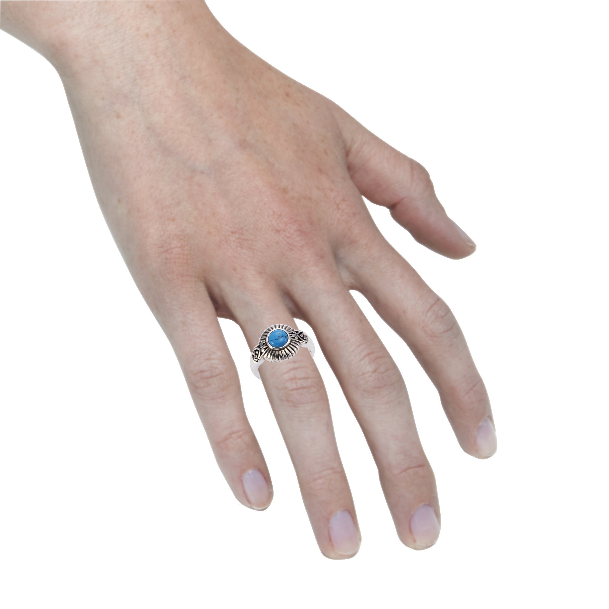 Zeeme Fingerring »Silber 925 oxidiert mit Türkis 6mm«