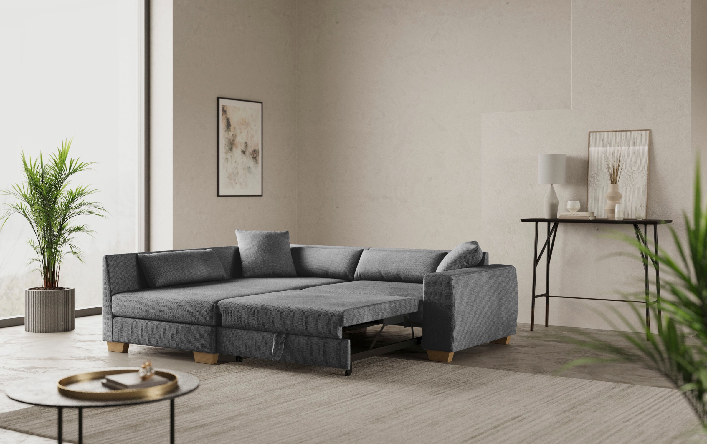 Mr. Couch Ecksofa »Helena L-Form«, Mit Federkern, wahlweise mit Bettfunktion und Taschenfederkern