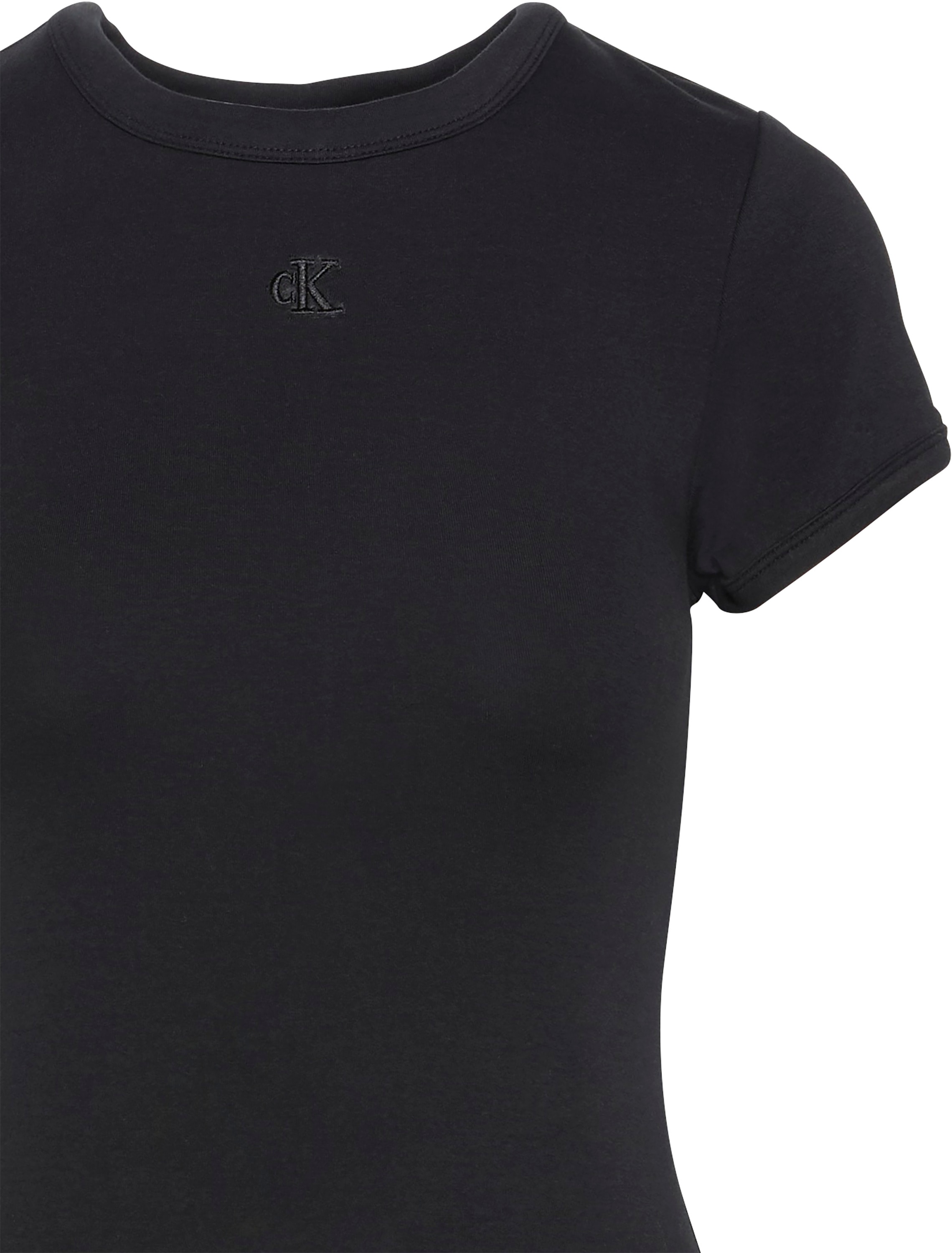 Calvin Klein Jeans Jerseykleid »SS CTN CNTR 1X1 RB S«, Mit Rundhalsausschnitt