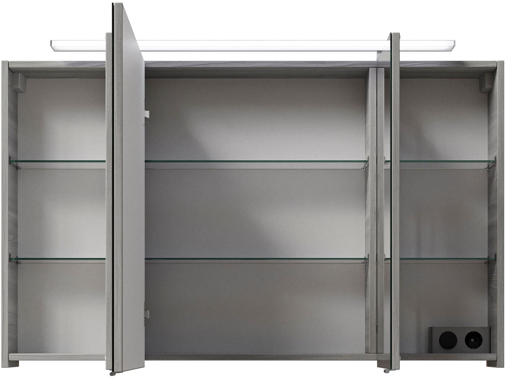 Saphir Badmöbel-Set »Serie 6025 2-teilig Mineralmarmor-Waschtisch mit LED-Spiegelschrank«, (2 St.), Waschplatz 132cm breit, 4 Schubladen, 2 Spiegel-Türen, inkl Türdämpfer