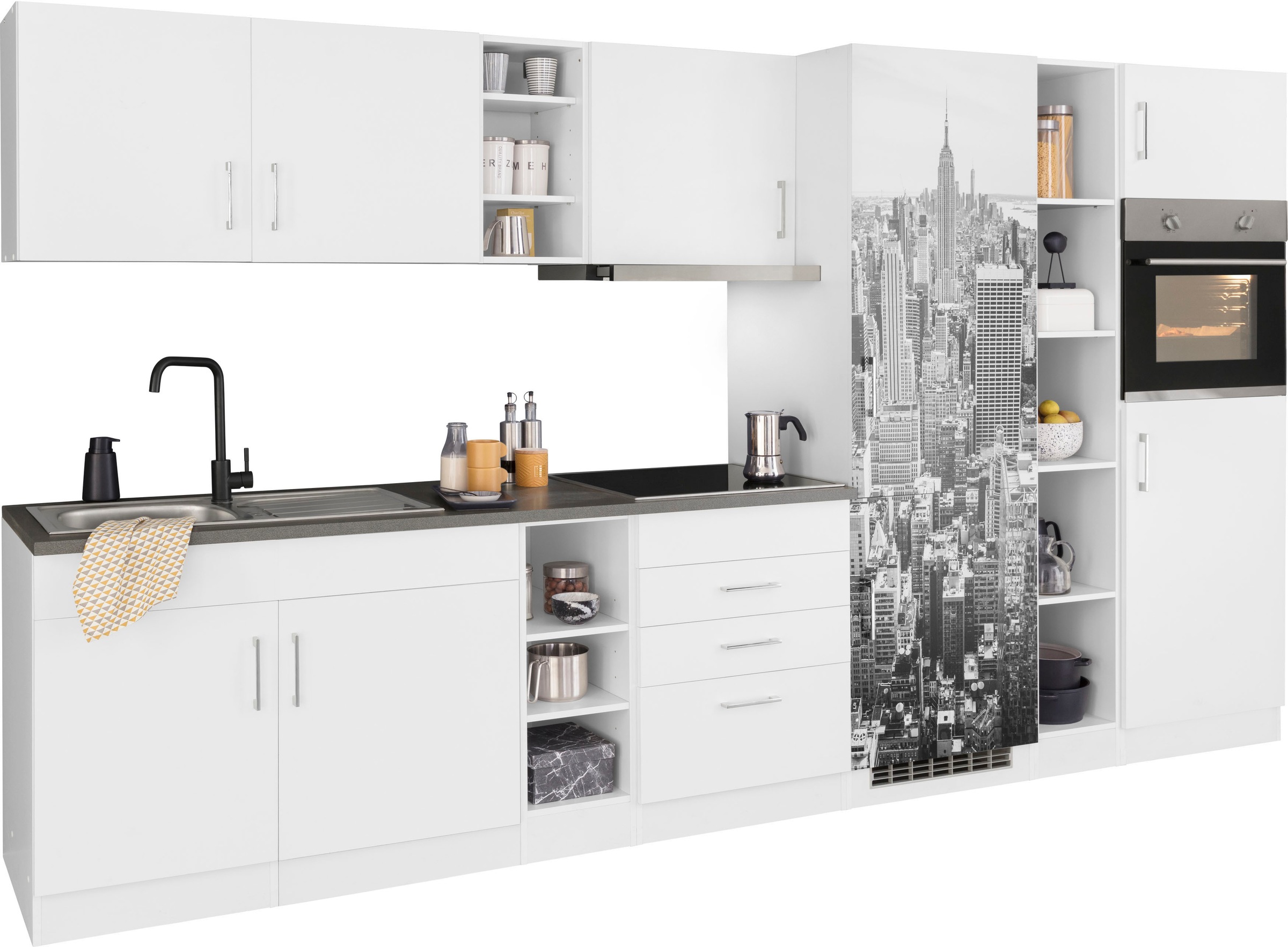 Thumbnail - KOCHSTATION Küchenzeile "KS-Paris – Küchen mit einzigartigen Fotomotiven auf den Fronten" Breite 340 cm, wahlweise mit E...