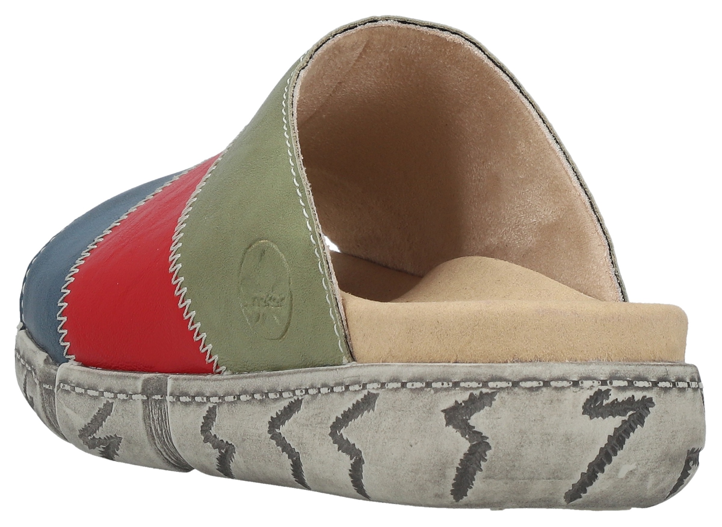 Rieker Pantolette  Sommerschuh, Hausschuh in Patchwork-Optik