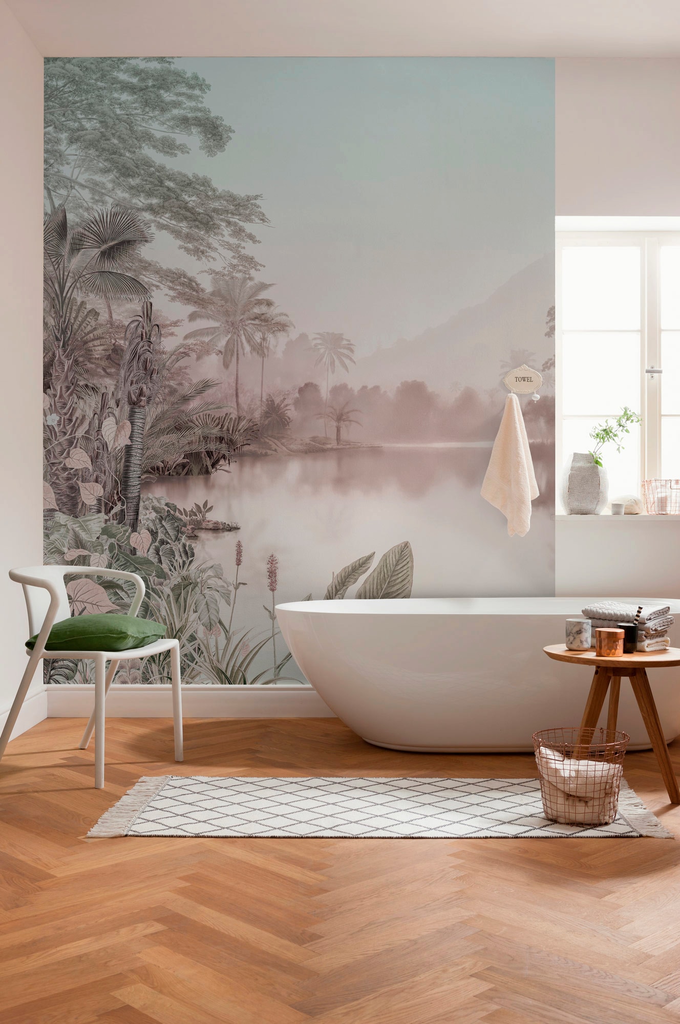 Komar Vliestapete »Digitaldruck Vlies - Lac des Palmiers - Größe 200 x 250 cm«, bedruckt, Wohnzimmer, Schlafzimmer