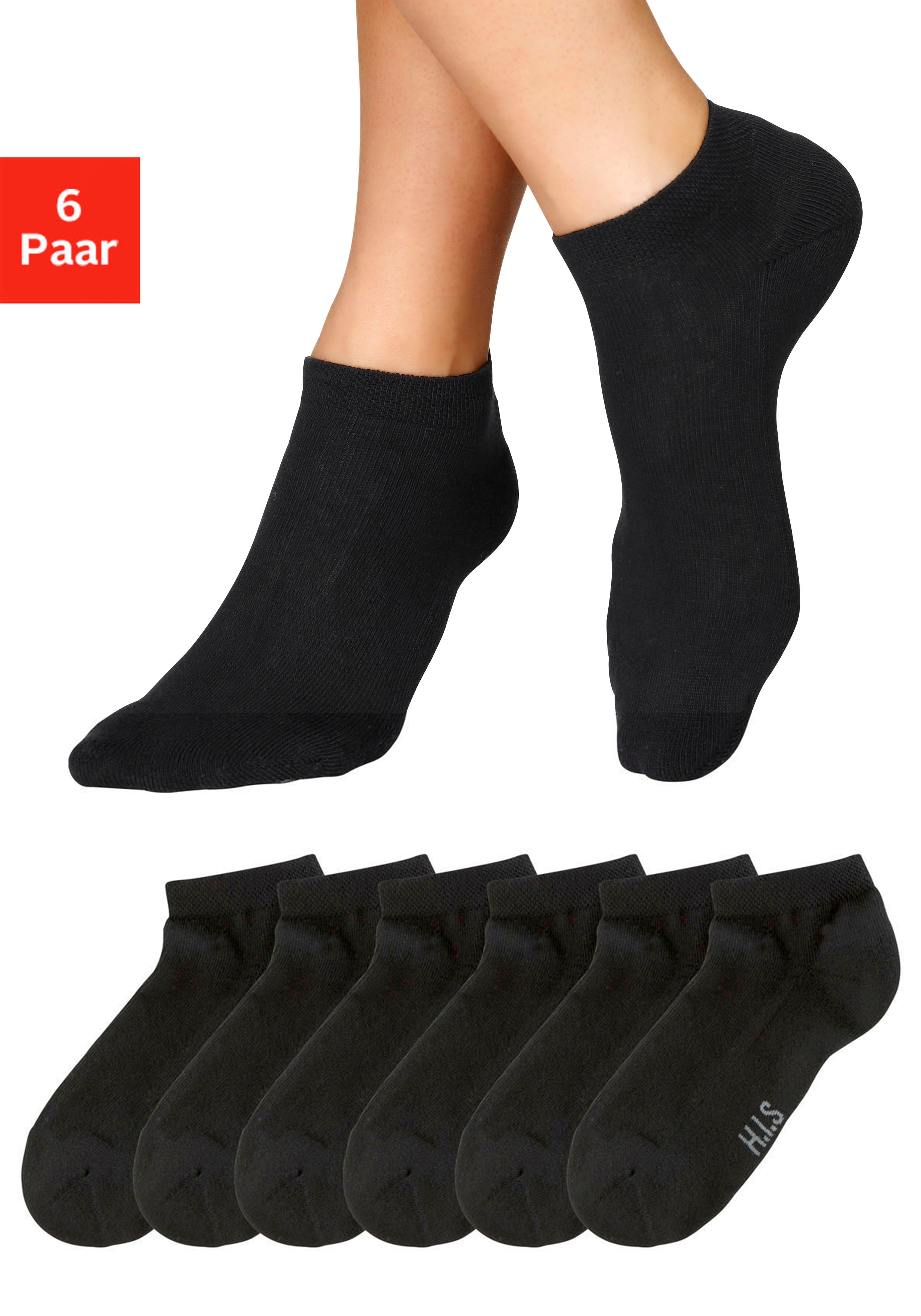 H.I.S Sneakersocken "Damen Herren Sneaker Socken aus Baumwolle, Niedrige Socken Sportsocken" Packung, 6 Stk. tlg. mit weicher Frotteesohle