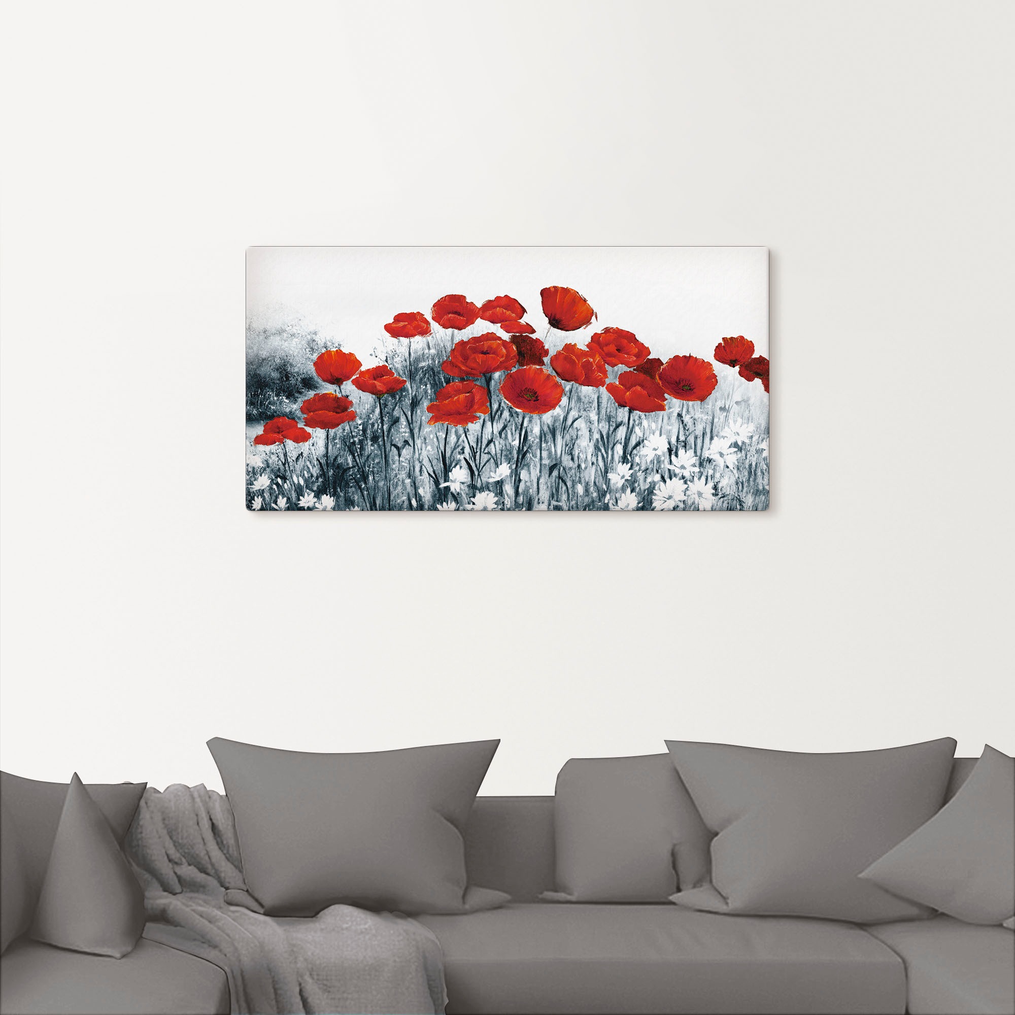 Artland Leinwandbild "Roter Mohn im Feld" Blumen 1 Stk. tlg. als Leinwandbi günstig online kaufen