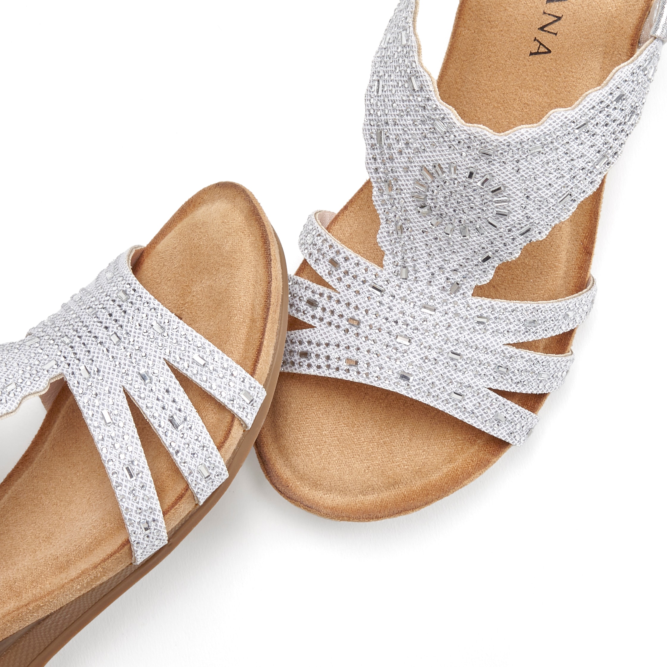 LASCANA Sandalette, Sandale, Sommerschuh mit Glitzerdetails und elastischem Riemchen