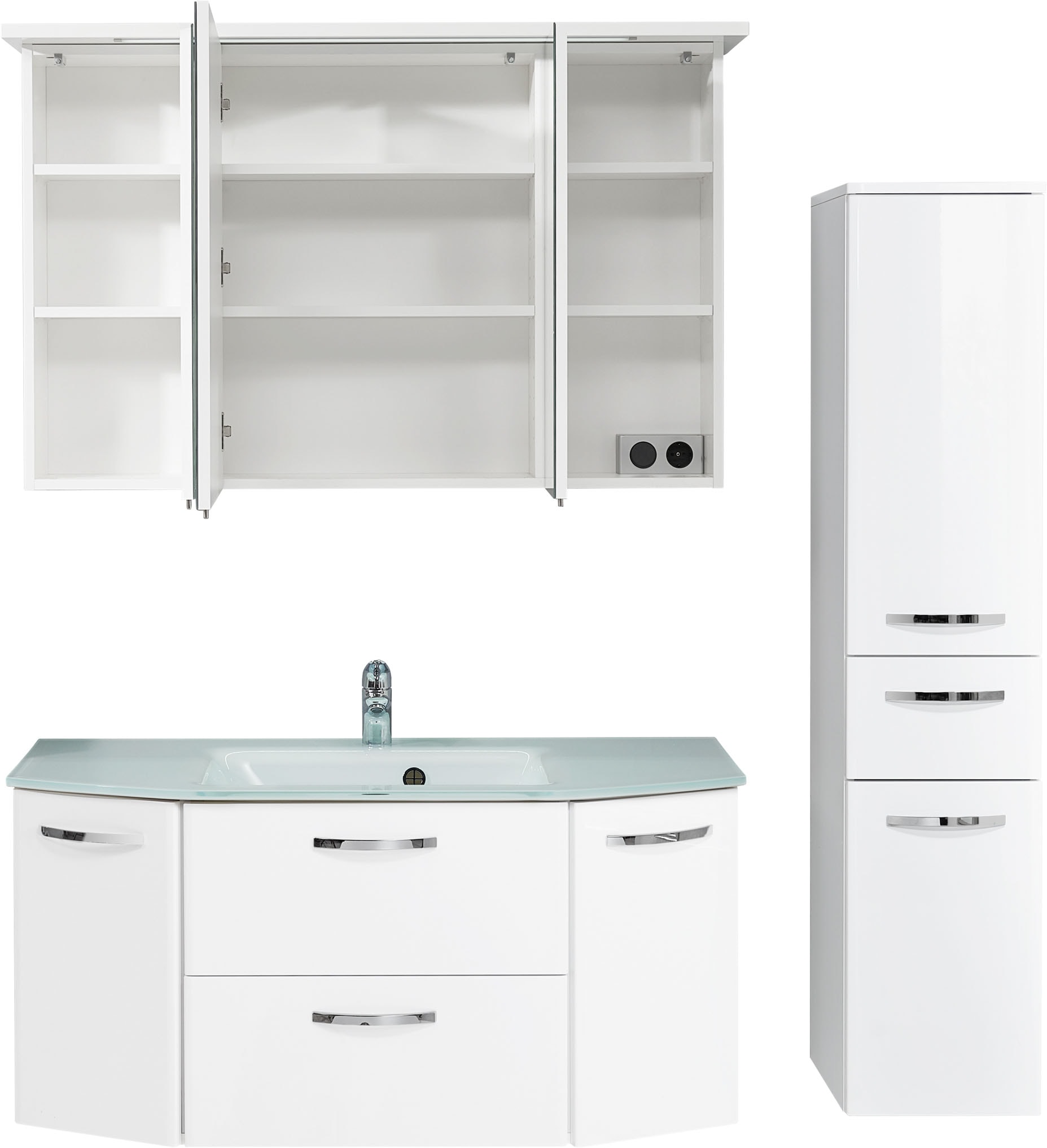 Saphir Badmöbel-Set »Quickset 326, 4-teilig, mit Glaswaschtisch« 4 Stk. tlg.