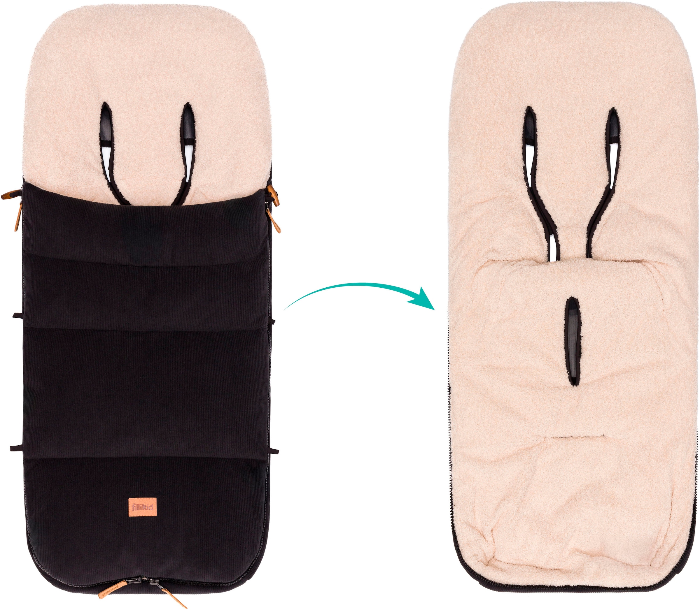 Fillikid Fußsack »Kinley Cord/Teddyplüsch, Winterfußsack«