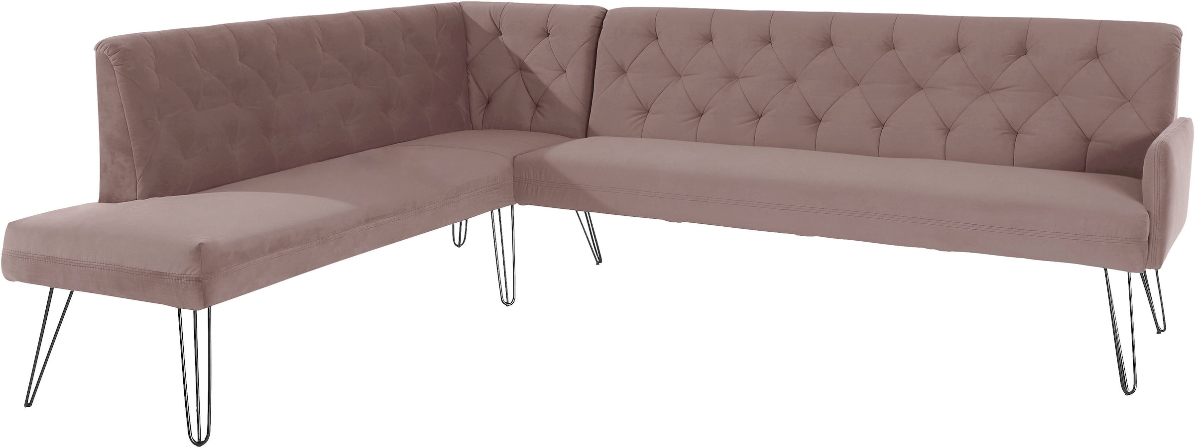 exxpo - sofa fashion Eckbank »Doppio, Chesterfield Optik, komfortabel und bequem, hohe Designfüße«, Frei im Raum stellbar