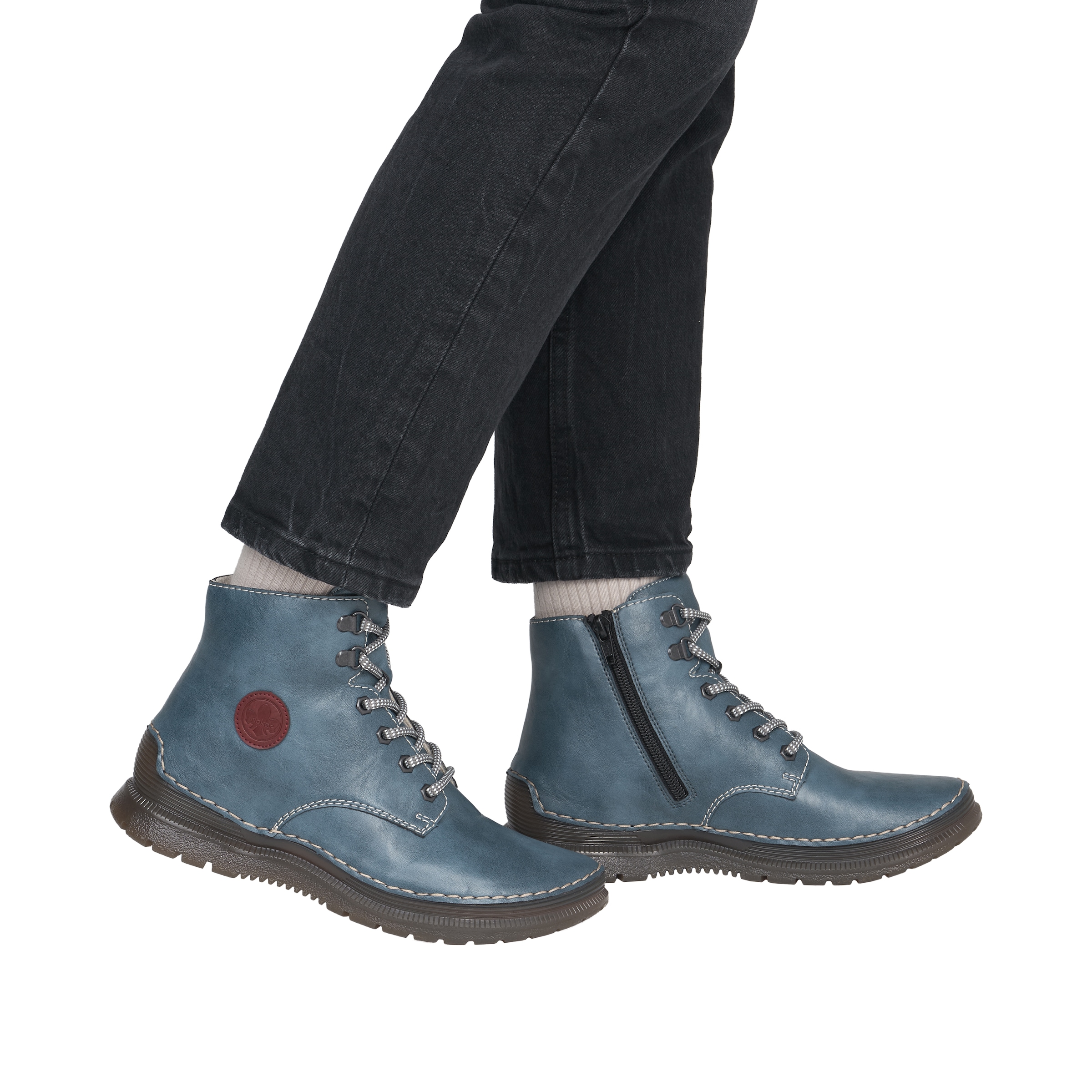 Rieker Schnürboots  Keilabsatz, Herbstboots mit modischen Kontrastnähten