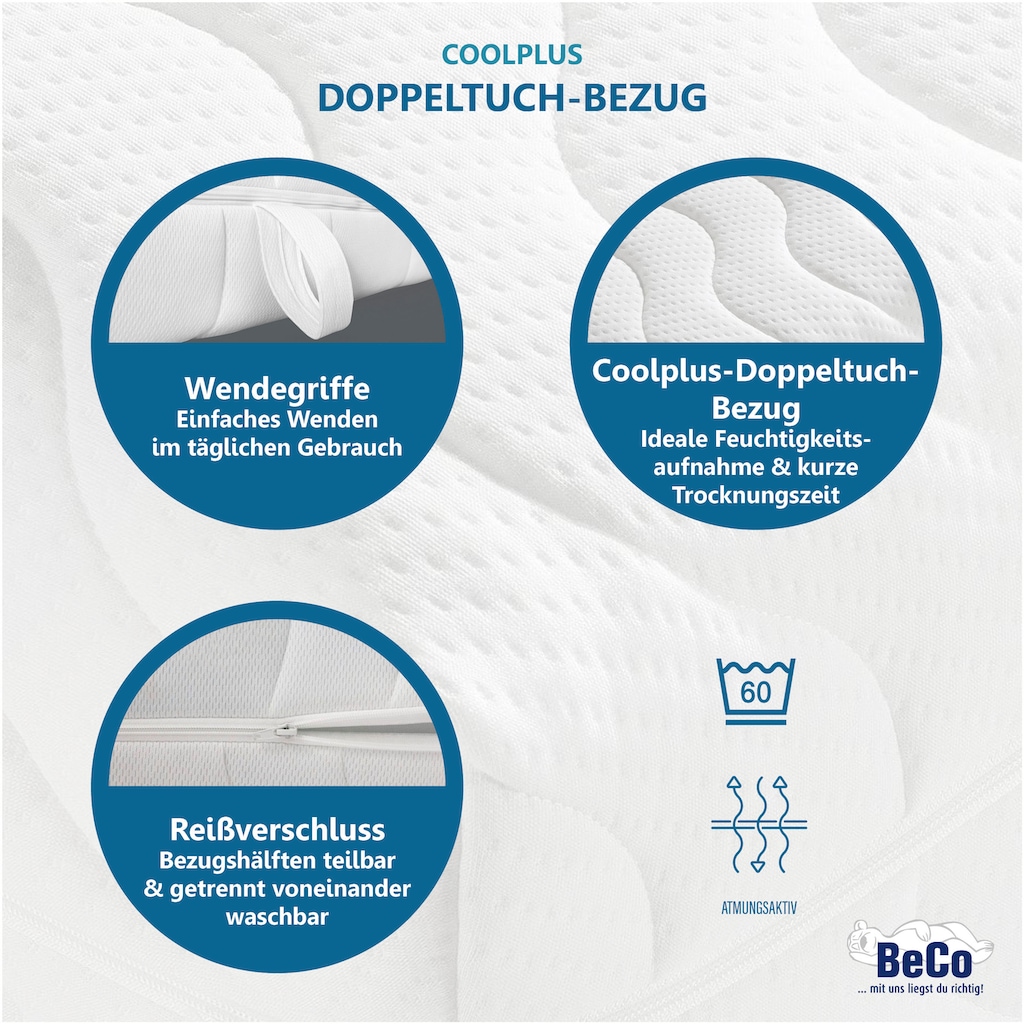 Beco Komfortschaummatratze »Premium Cool Plus, Matratze mit besonderer Anpassung an die Wirbelsäule, 25 cm hoch, Raumgewicht: 28 kg/m³, (1 St.), Optimales Schlafklima durch Cool-Plus-Markenfaser