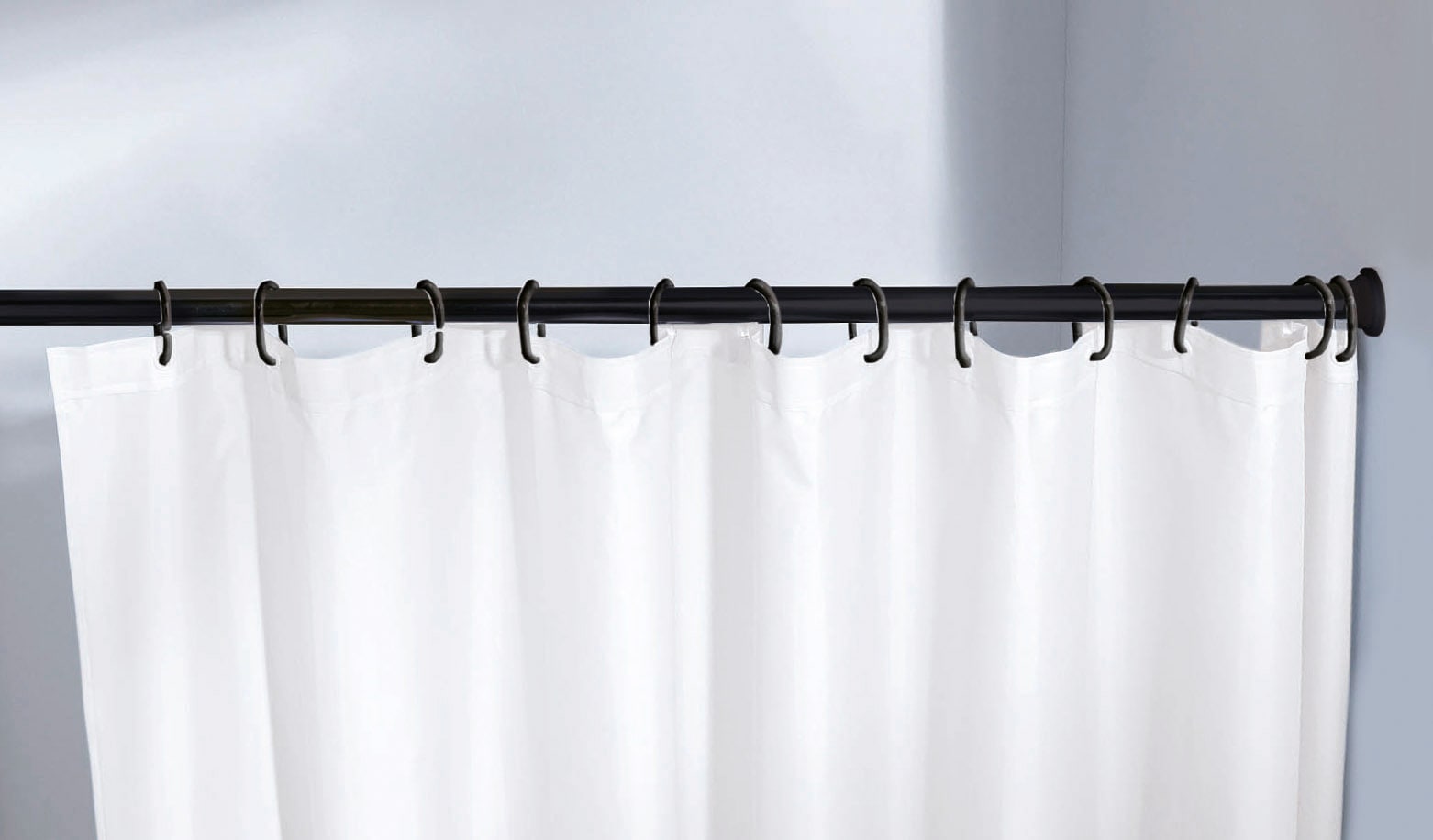 Kleine Wolke Duschvorhangstange »Federstange«, ausziehbar-kürzbar, schwarz, für Duschvorhänge, hochwertige Verarbeitung, Länge 75-125 cm