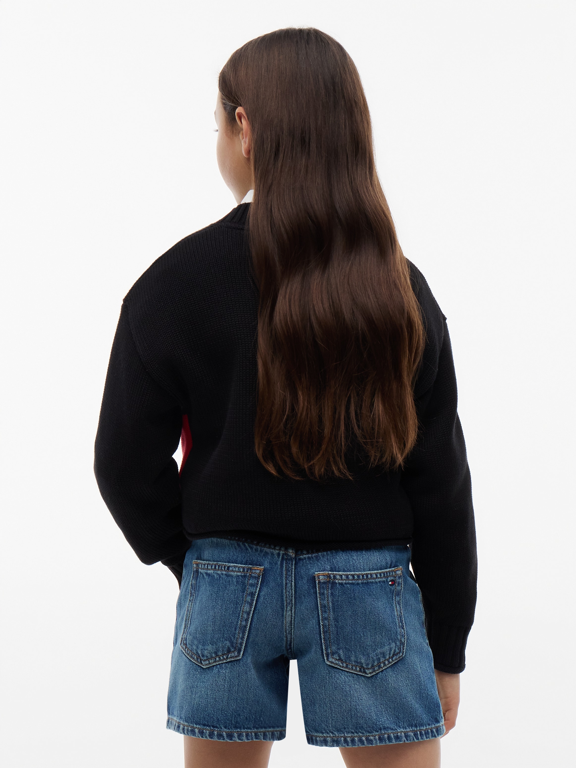 Tommy Hilfiger Strickpullover Rundhalsausschnitt, Rollkante am Saum, Kinder bis 16 Jahre