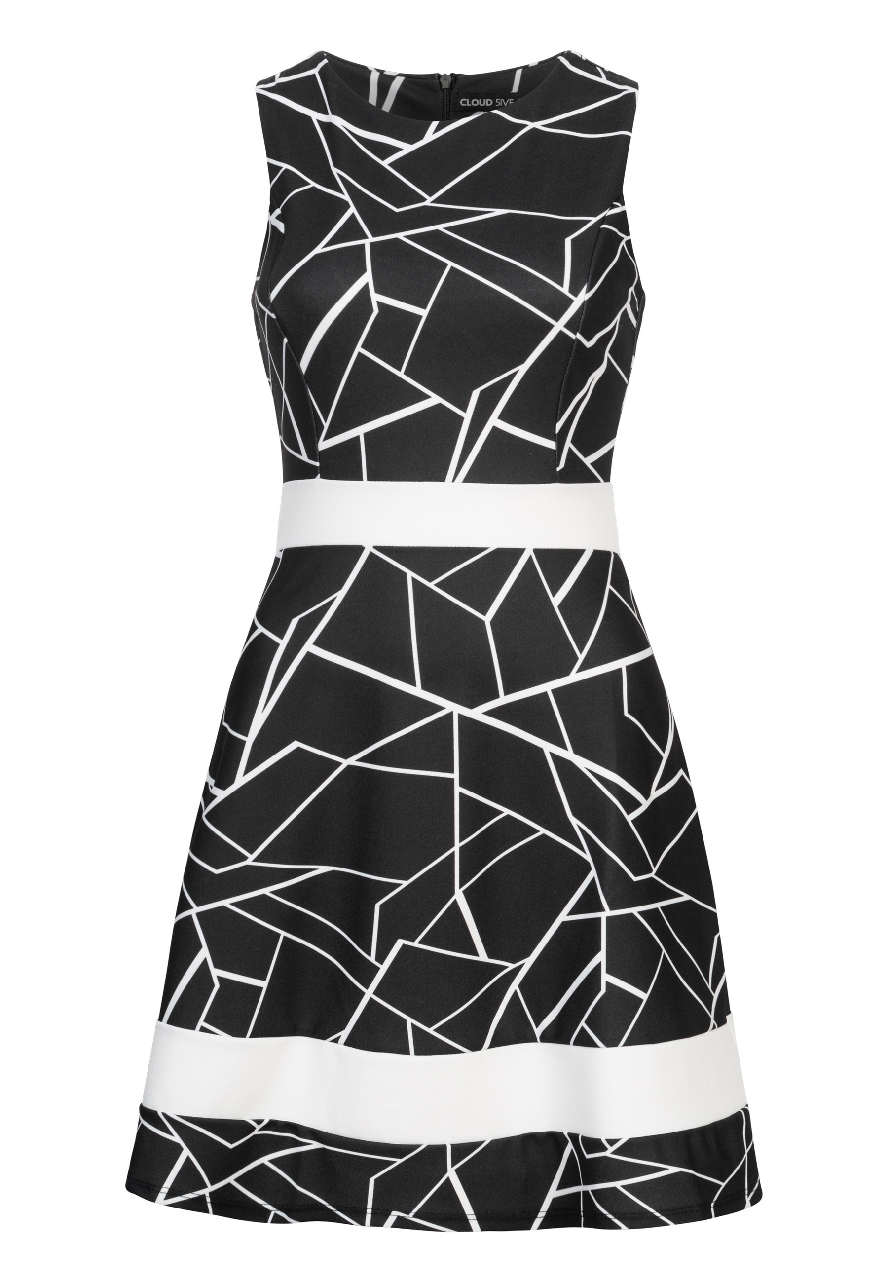 CLOUD 5IVE Shirtkleid "CLOUD 5IVE Dress with Abstract Print and Zipper on the back" 1 Stk. tlg.