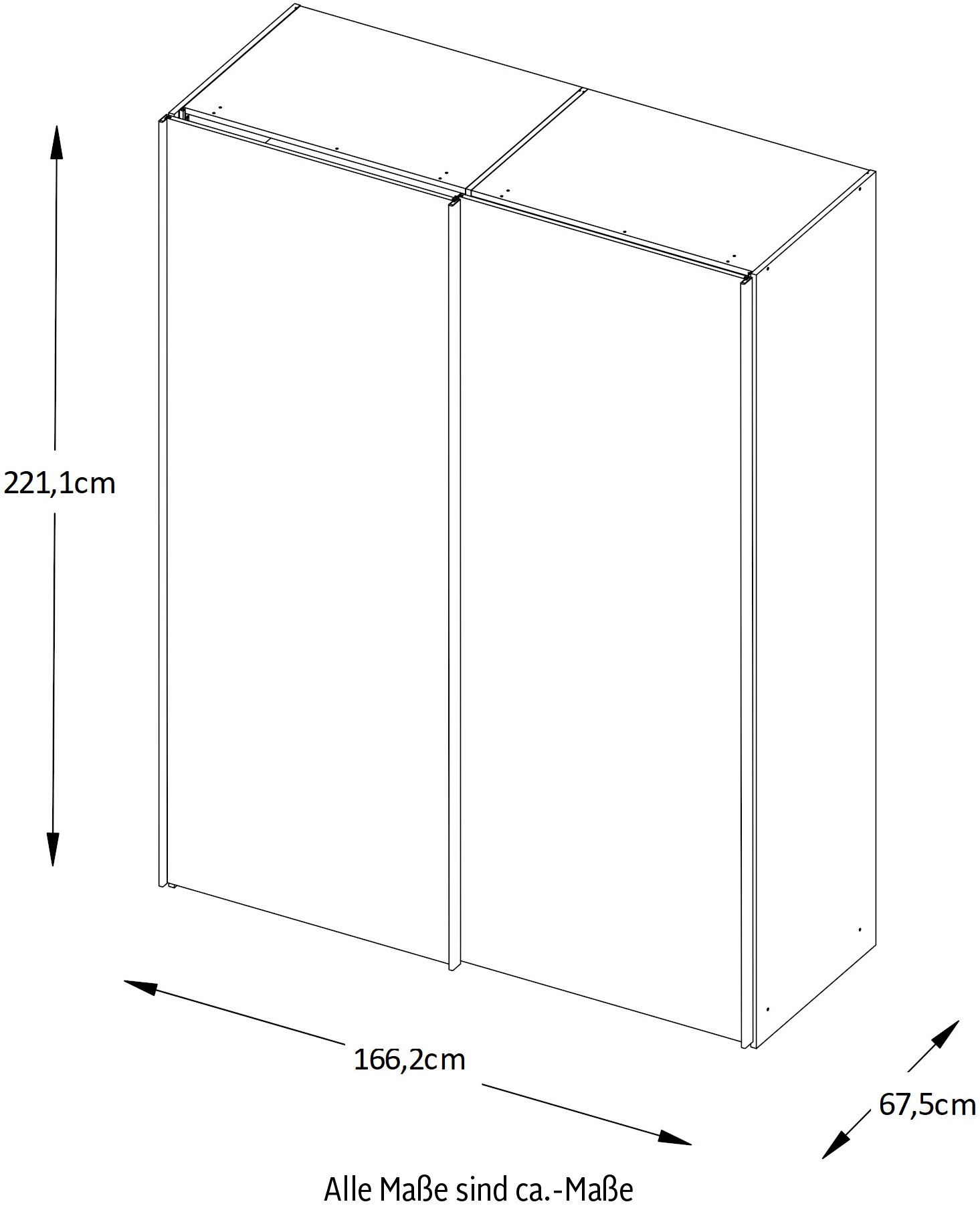 STAUD Schwebetürenschrank »Includo_Minisystem_08_2-türig, Made in Germany«, Mit vier verschiedenen Ausstattungsvarianten