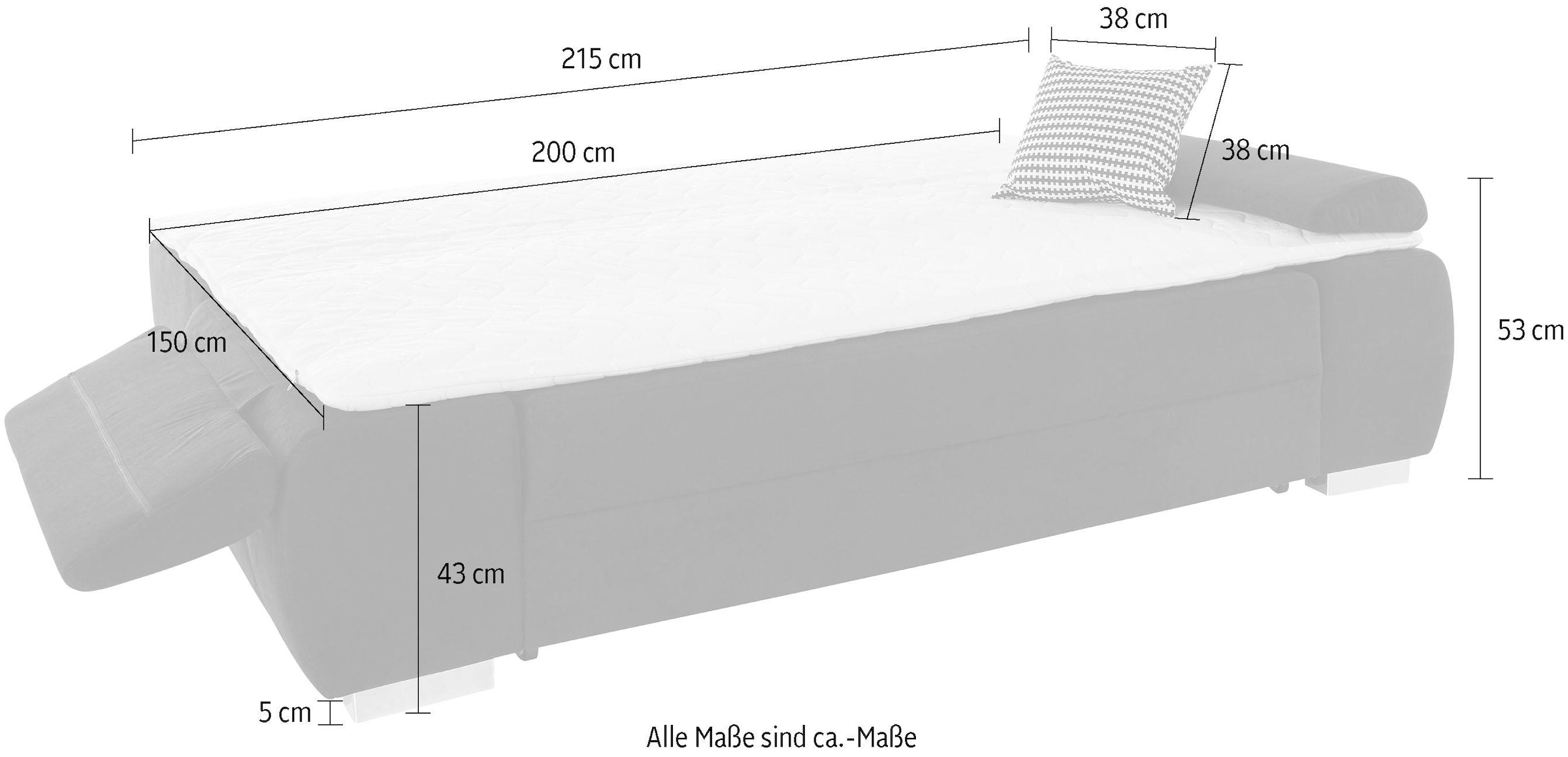 INOSIGN Schlafsofa »Pumo«, mit Boxspring-Aufbau, Bettfunktion und Bettkasten, inklusive Federkern