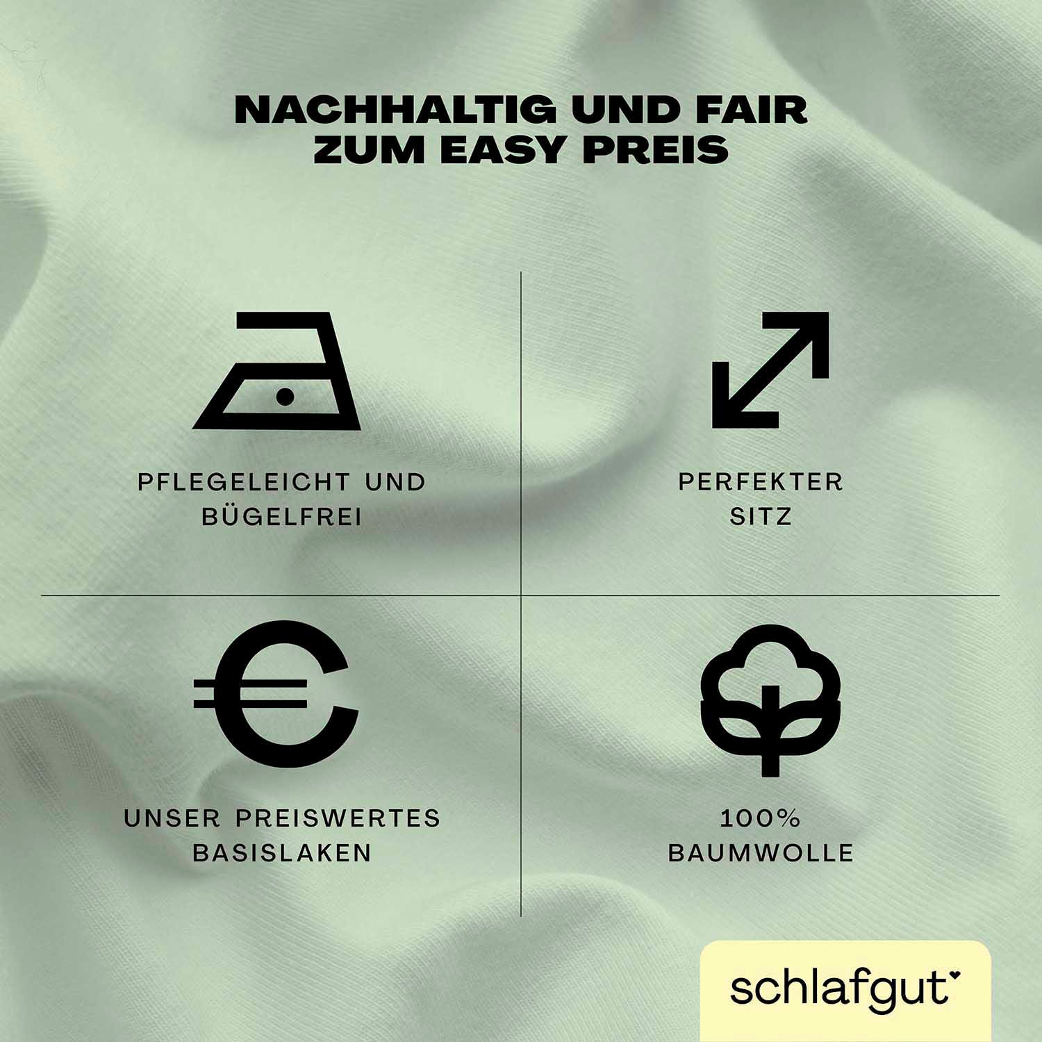 Thumbnail - Schlafgut Spannbettlaken "EASY aus 100% Baumwolle, weich & saugfähig, Marken-Bettlaken", für Matratzen bis 22 cm Höhe, i...